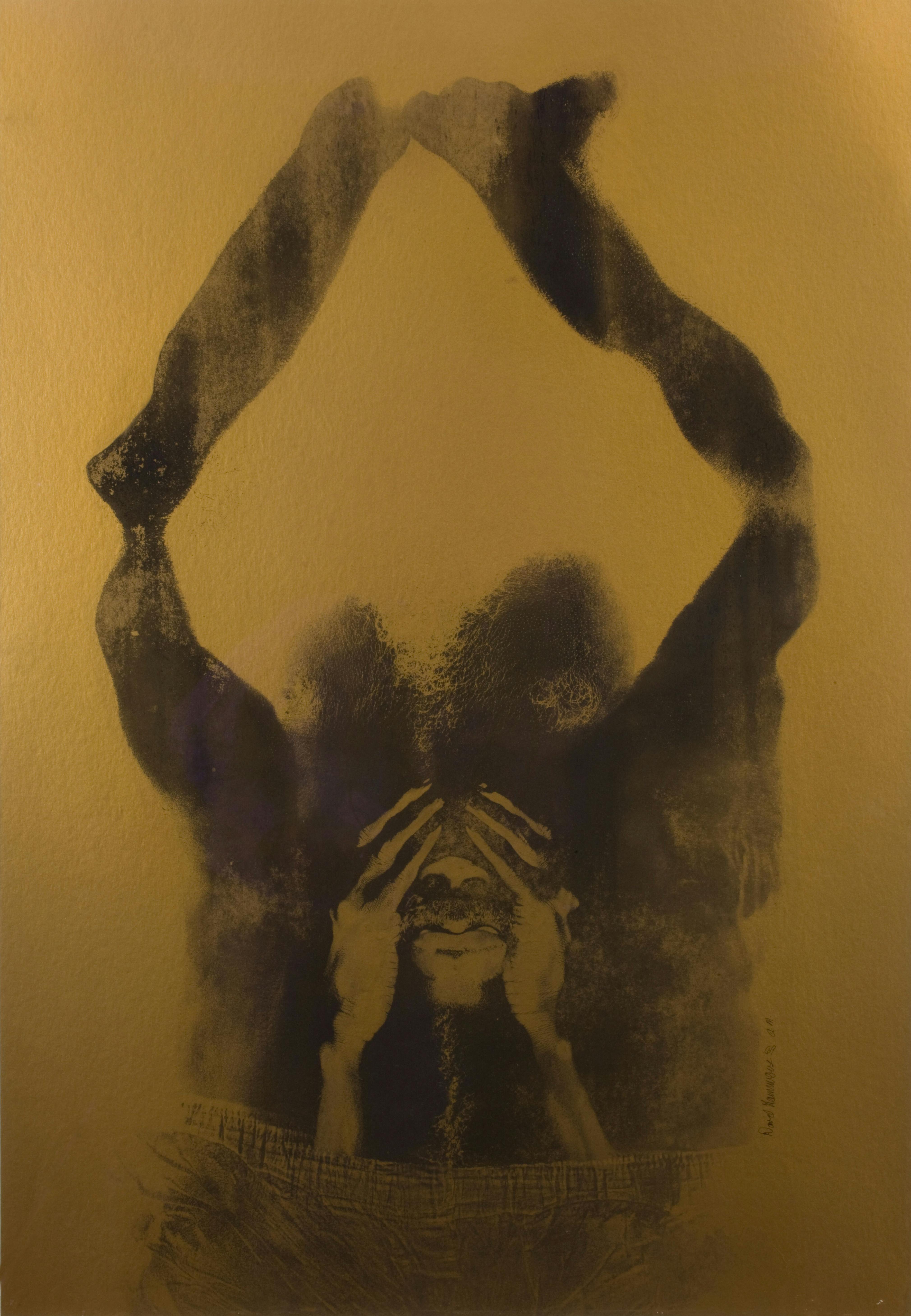 David Hammons
Close Your Eyes and See Black, c.1970
Body print on gold paper, 38 1/2 x 27 1/2 in.
Courtesy Lisa and Michael Evans
Courtesy Jack Tilton Gallery, New York