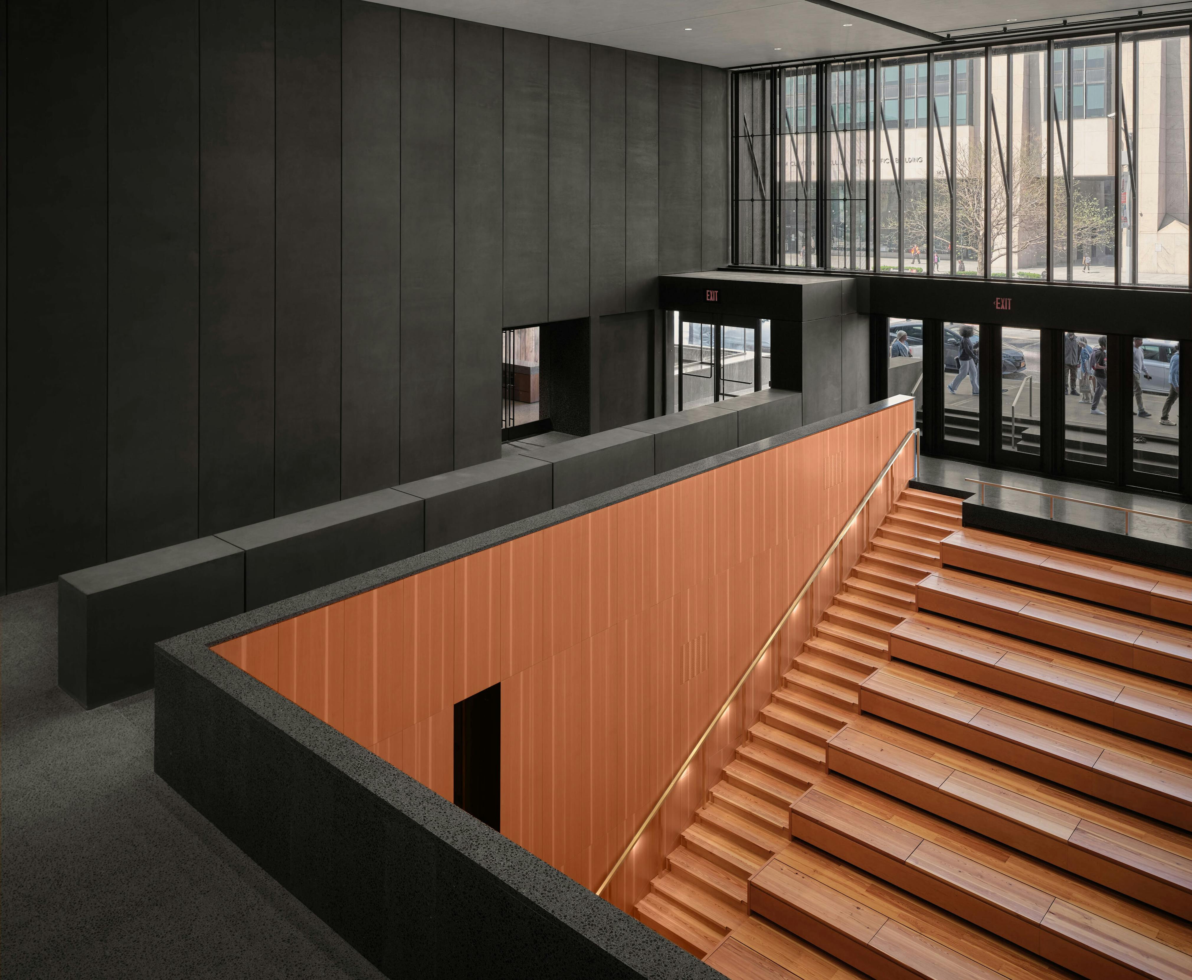 <p>Interior view of the Studio Museum in Harlem’s new building, featuring the Stoop and the lobby. Courtesy Studio Museum in Harlem. Photo: ©DrorBaldinger FAIA</p>