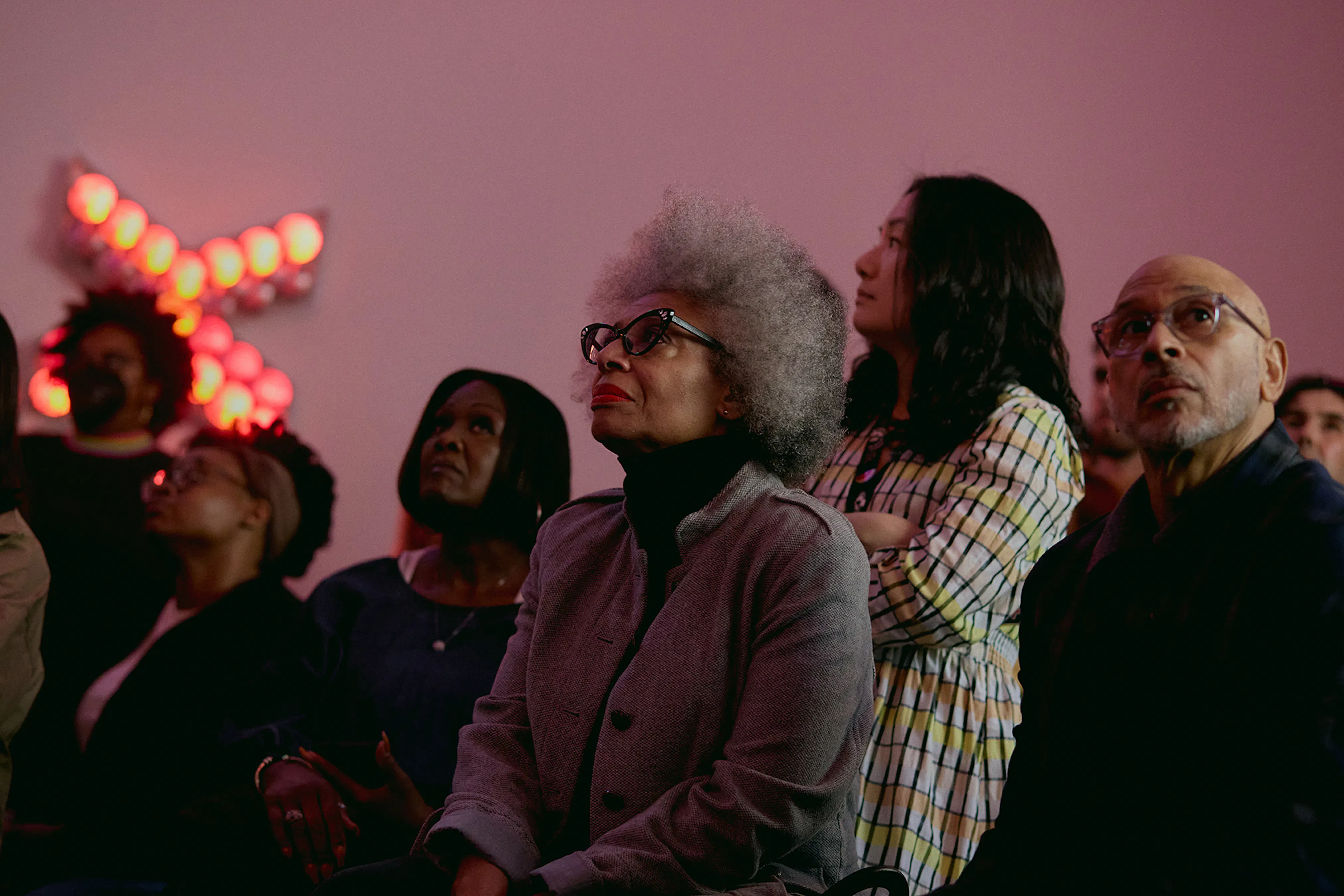 <p>Curator Connie H. Choi with Tom Lloyd’s Children (left to right: Carol Lloyd, Valerie Carpenter, Choi, and Jaleel El Shabazz). Photo: Noel Woodford</p>