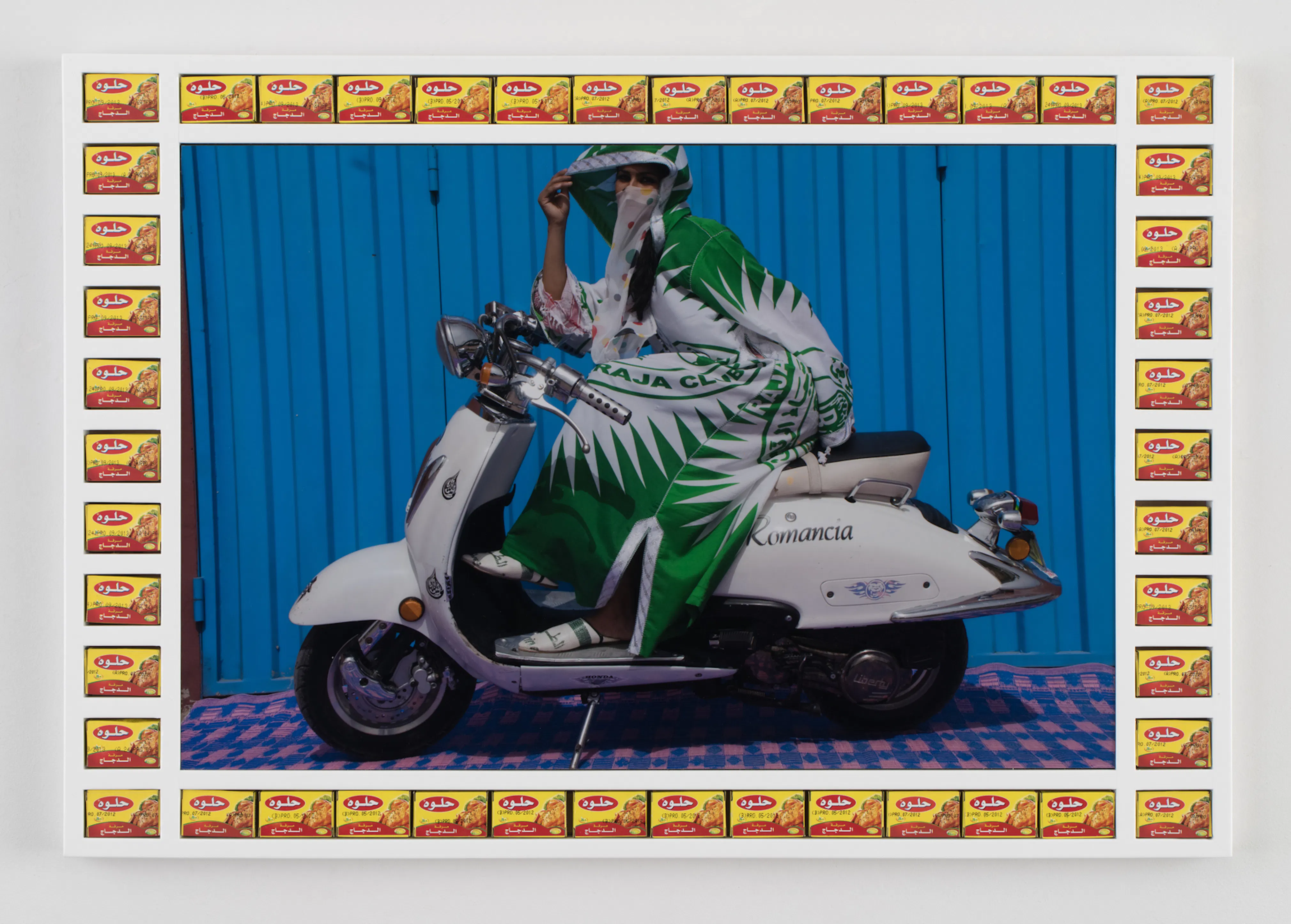 <p>Hassan Hajjaj, <em>Romancia</em>, from the “Kesh Angels” series, 2010/1431. Metallic lambda print on 3mm white dibond, 24 1/2 × 35 5/8 × 1 3/8 in. Studio Museum in Harlem; bequest of Peggy Cooper Cafritz (1947–2018), Washington, DC, collector, educator, and activist  2018.40.106 © Hassan Hajjaj. Courtesy Hassan Hajjaj Studio. Photo: John Berens</p>