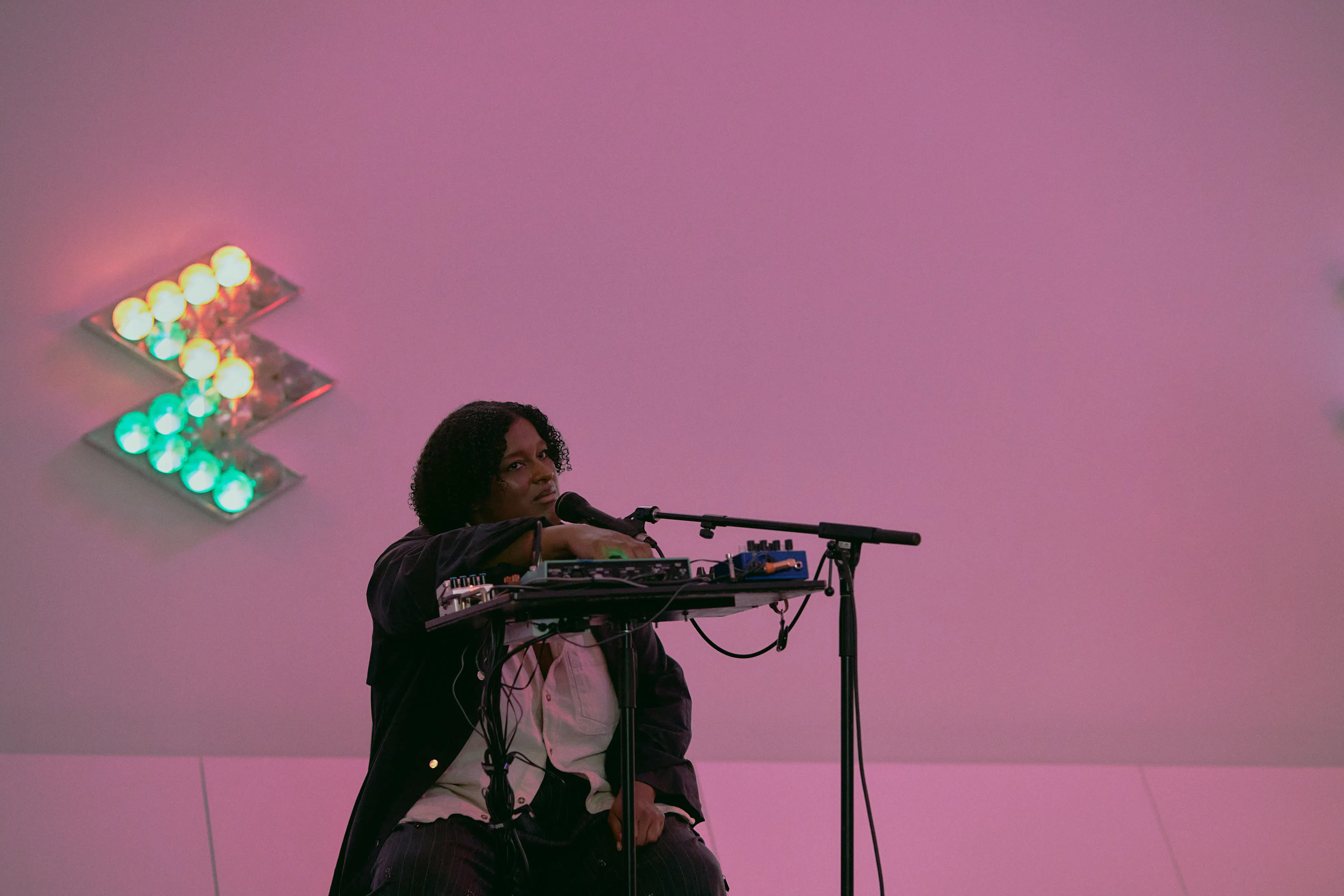 <p>L'Rain performs during A Celebration of Tom Lloyd. Photo: Noel Woodford</p>