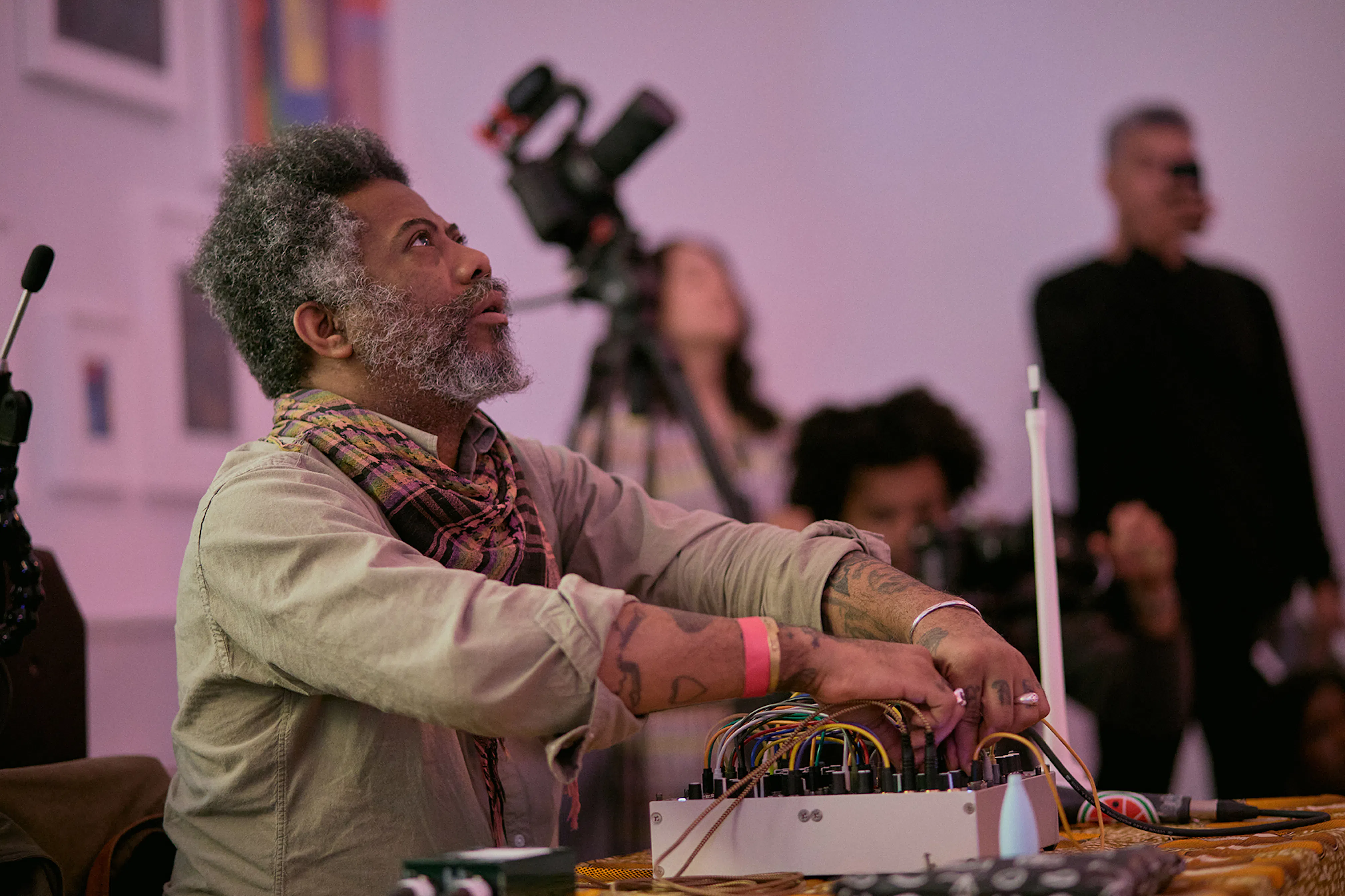 <p>Robert Aiki Aubrey Lowe creates sonic offerings in collaboration with Nikita Gale. Photo: Noel Woodford</p>