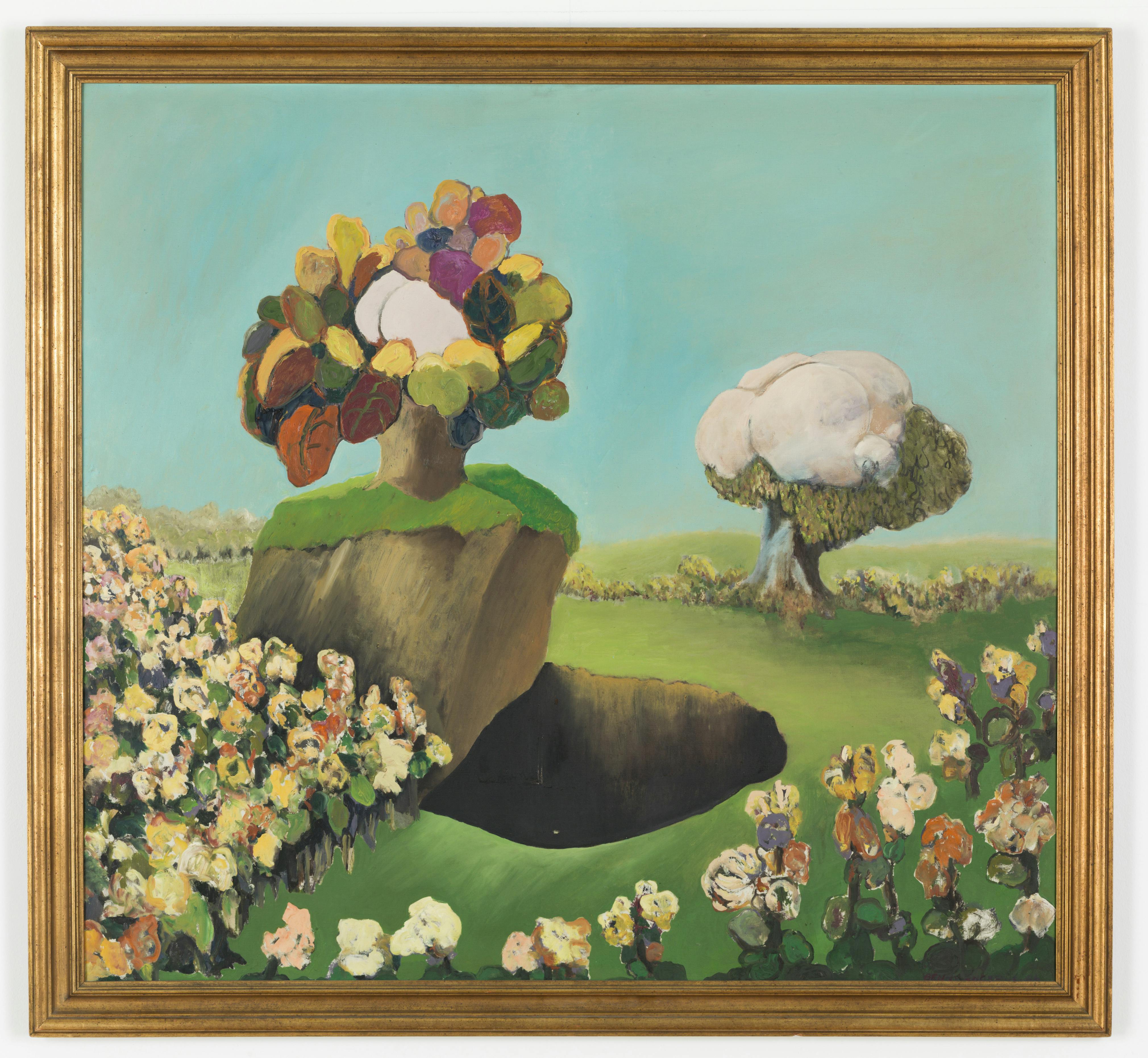 <p>BENNY ANDREW, TREES OF LIFE, 1966. OIL ON CANVAS, 46 1/2 × 50 IN. STUDIO MUSEUM IN HARLEM; GIFT OF DR. ALEXANDER THOMAS 1983.16.1. </p>