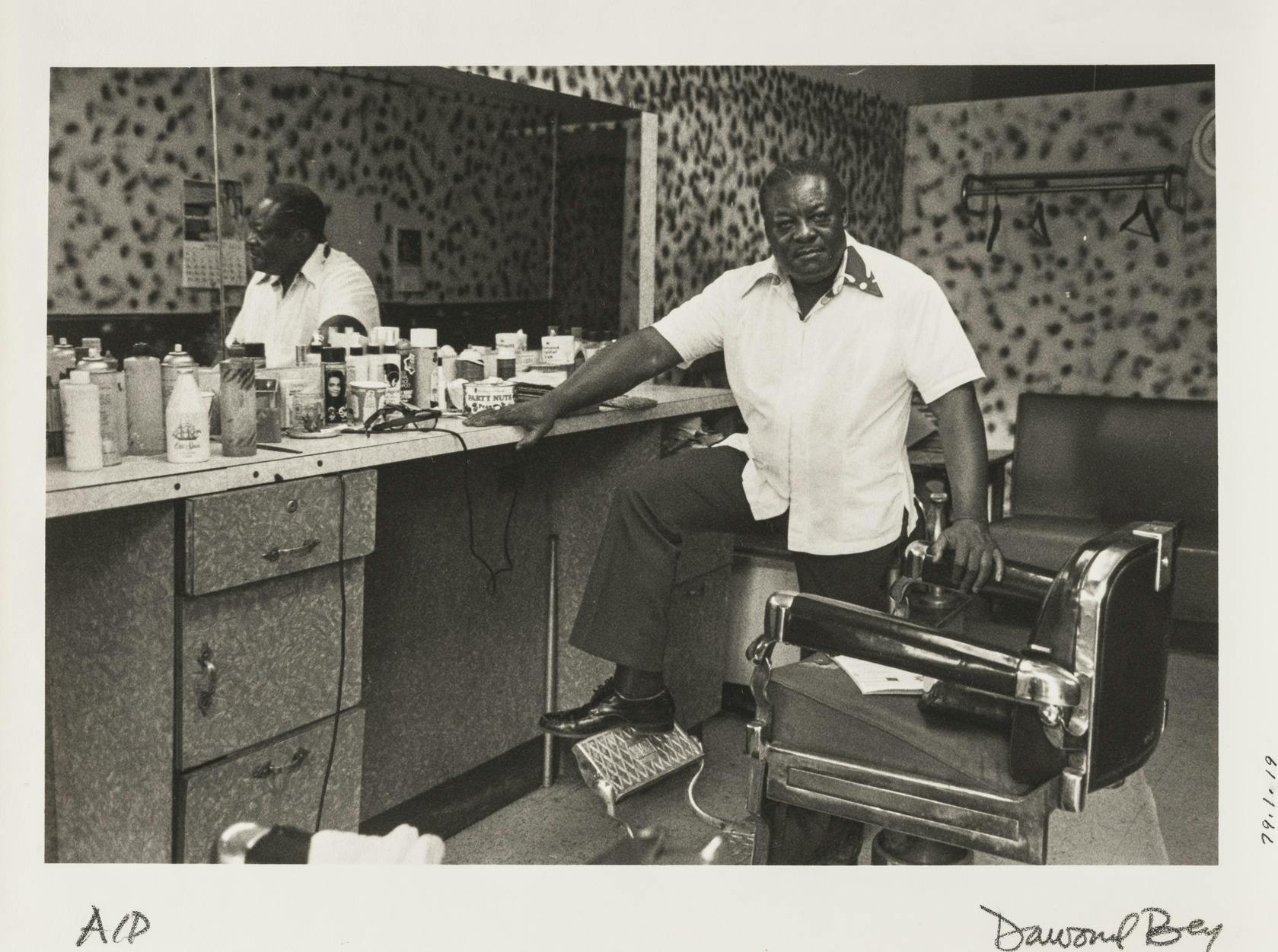 <p>Dawoud Bey, <em>Deas McNeil, the Barber </em>(from the series "Harlem, U.S.A."), 1976. Silver print, 7 × 9 in. Studio Museum in Harlem; gift of the artist 1979.1.19 © Dawoud Bey; courtesy the artist and Sean Kelly, New York/Los Angeles. Photo: Zalika Azim</p>