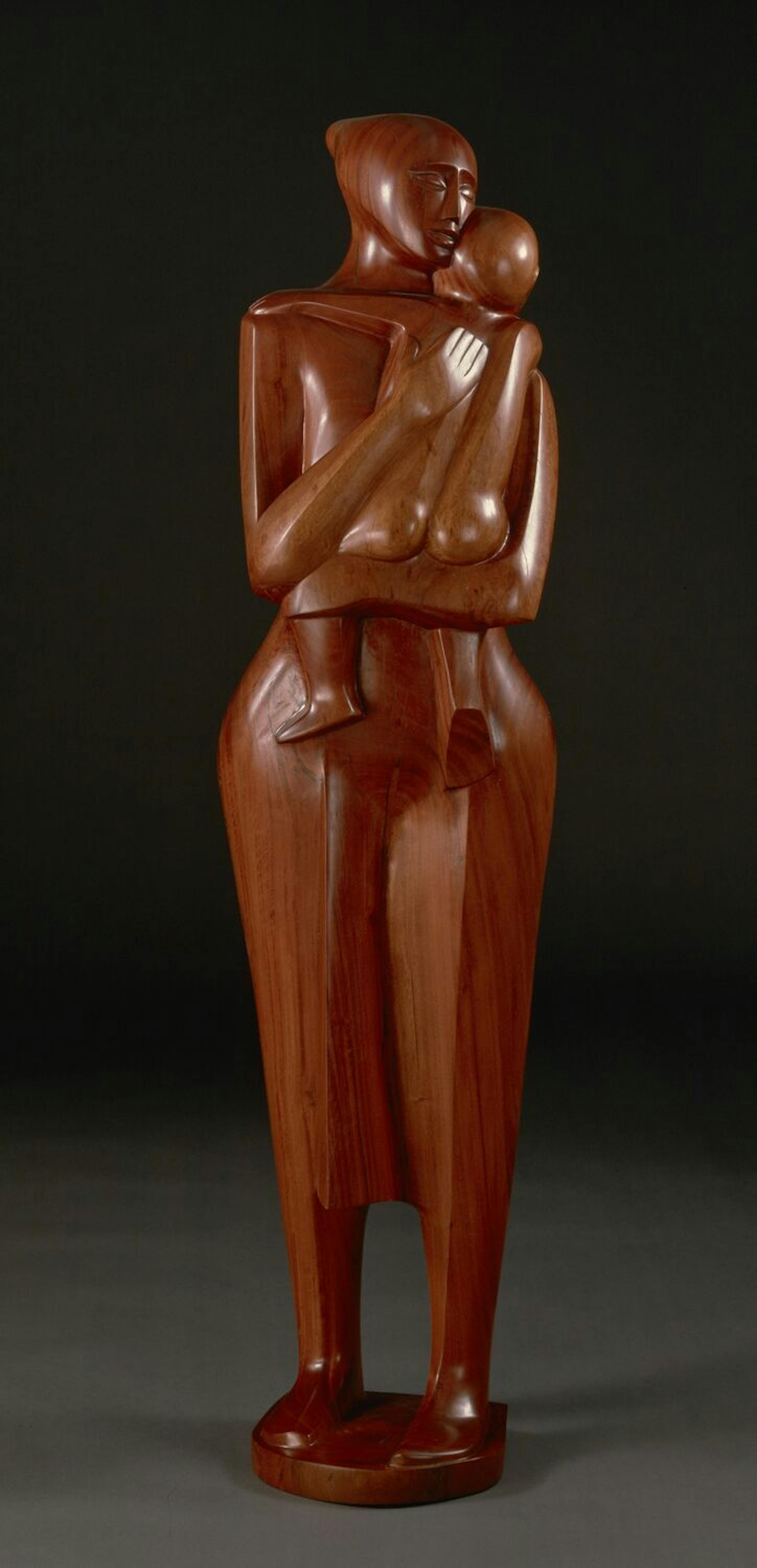 <p>Elizabeth Catlett <em><br />Mother and Child</em>, 1993 <br />Mahogany <br />67 1/2 × 16 1/2 × 15 1/2 in. (171.5 × 41.9 × 39.4 cm) <br />The Studio Museum in Harlem; Museum purchase <br />1996.13</p>