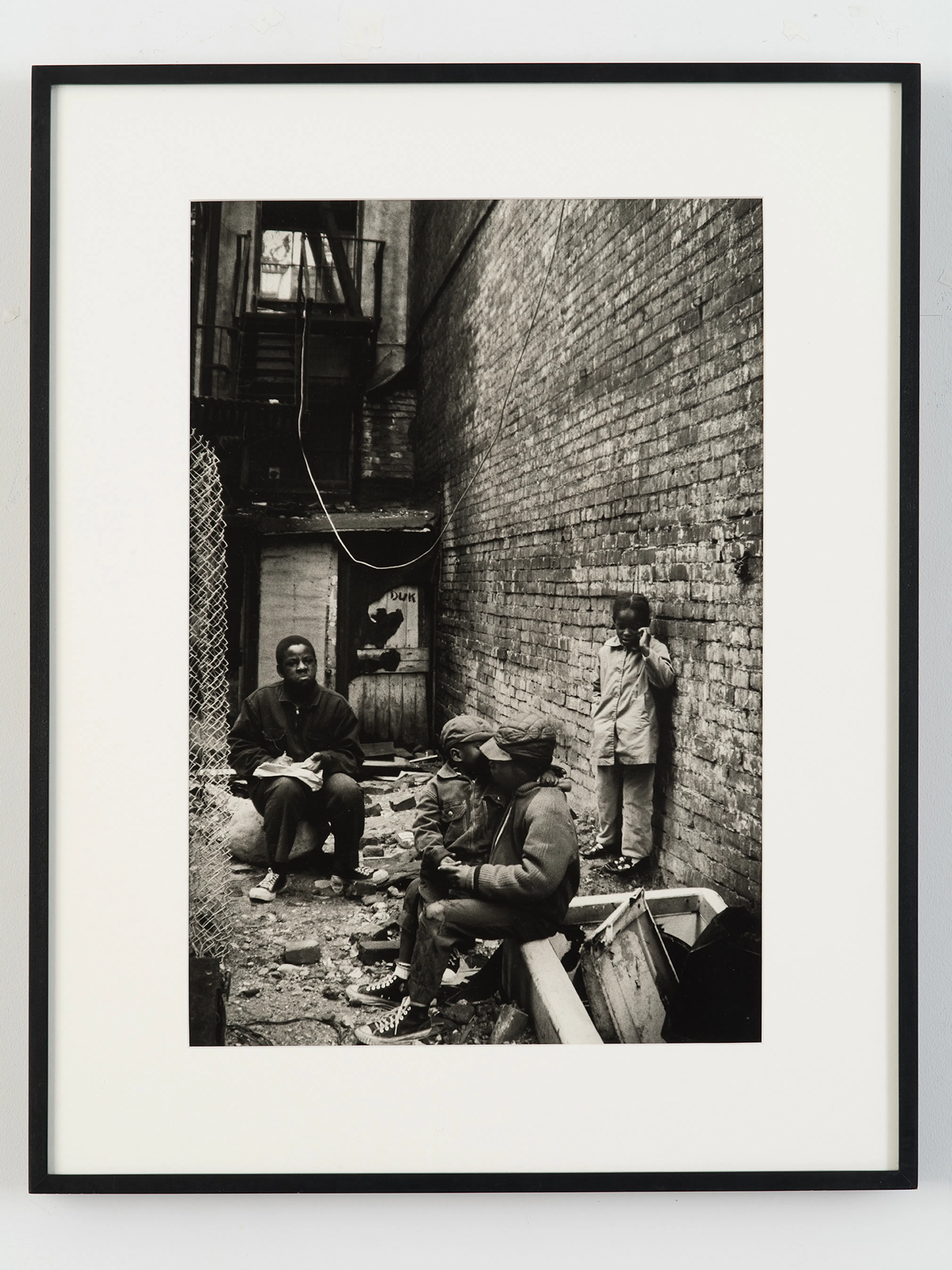 <p>Gordon Parks, <em>Fontenelle Children Outside Their Harlem Tenement, Harlem, New York</em>, 1967. Gelatin silver print, 24 × 20 in. Studio Museum in Harlem; Museum purchase with funds provided by the Acquisition Committee 2001.25 © The Gordon Parks Foundation. Photo: John Berens</p>