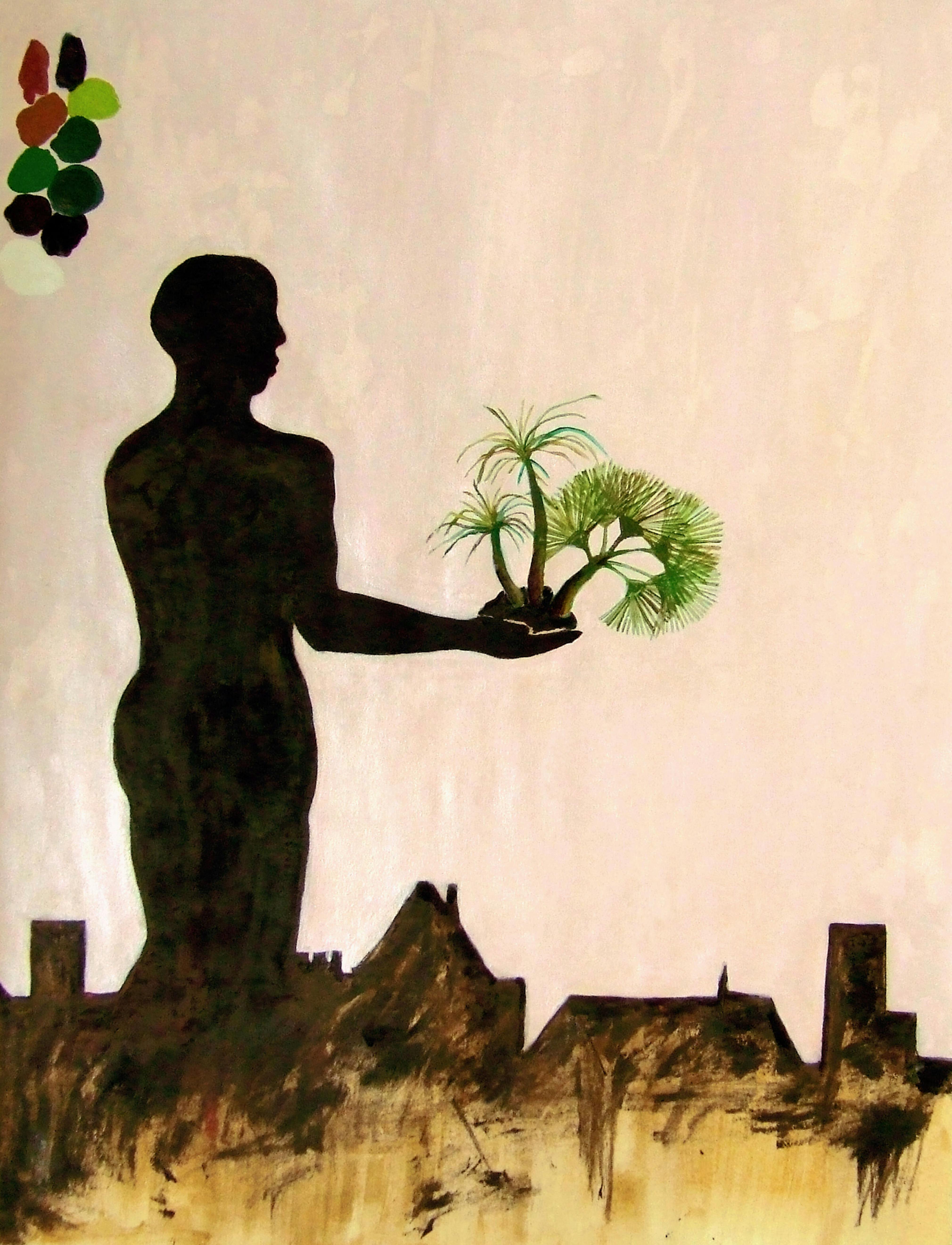 Otobong Nkanga
	House Planning, 2004
	Watercolor, ink and acrylic on paper, 9 x 14 in.
	Promised Gift of Martin and Rebecca Eisenberg