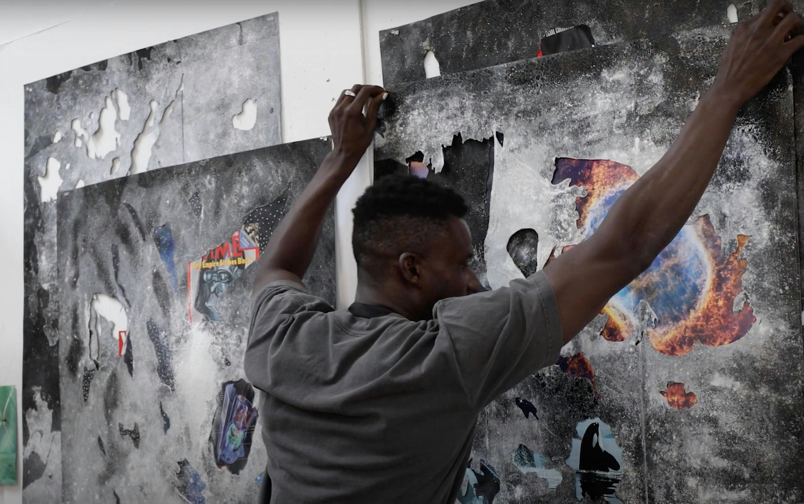 <p>2022–23 Studio Museum artist in residence Jeffrey Meris in his studio.</p>