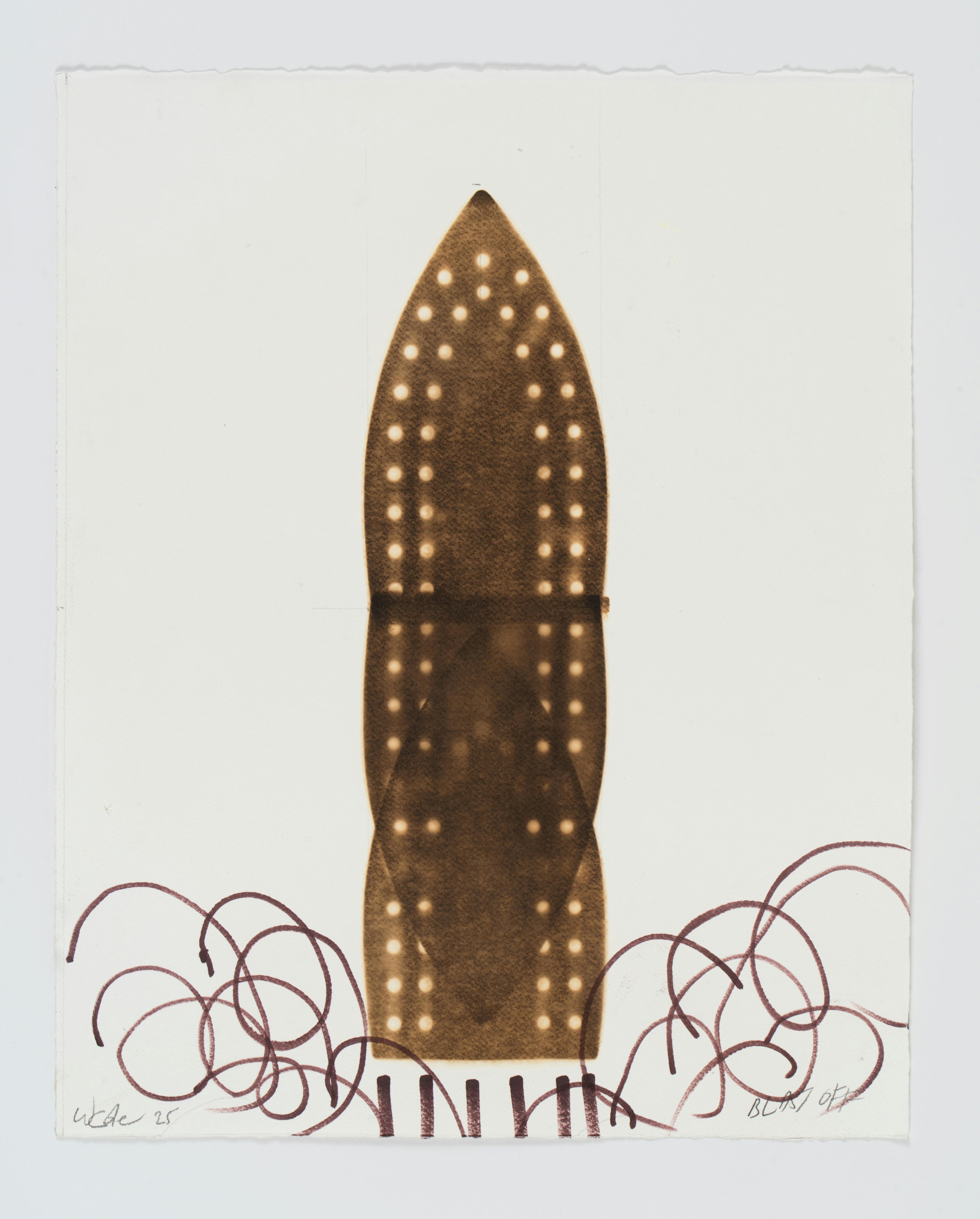 <p>Willie Cole, <em>Blast Off!!</em>, 2025<em>. </em>Scorch on Paper, 20 x 16 in. © Willie Cole. Photo: John Berens</p>