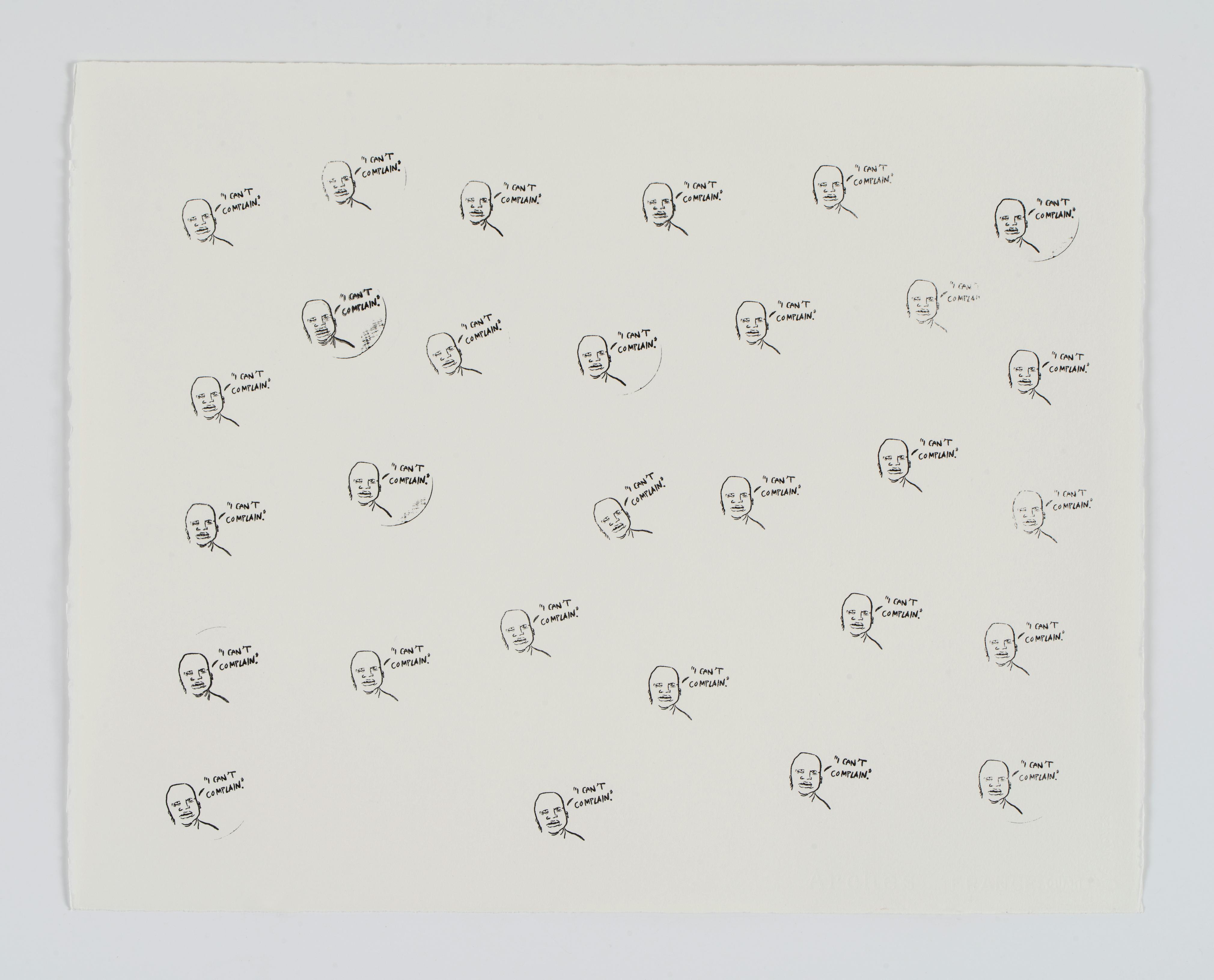 <p>Autumn Knight, <em>I Can't Complain</em>, 2025. Paper, ink, and stamp, each: 16 × 20 IN. © Autumn Knight. Photo: John Berens</p>