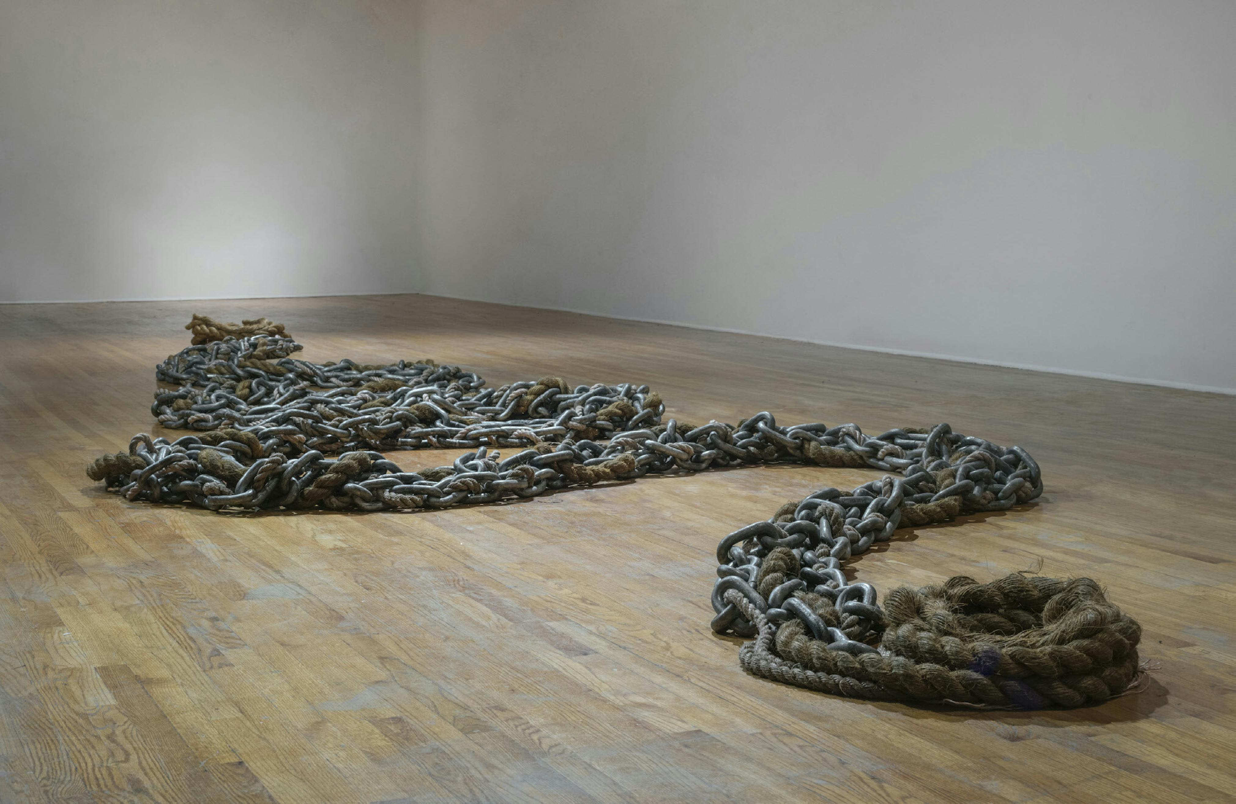 <p>Maren Hassinger, <em>River</em>, 1972/2011. Mixed-media installation with steel chains and rope, dimensions variable. Studio Museum in Harlem; Gift of the artist 2012.34; courtesy the artist and Susan Inglett Gallery</p>