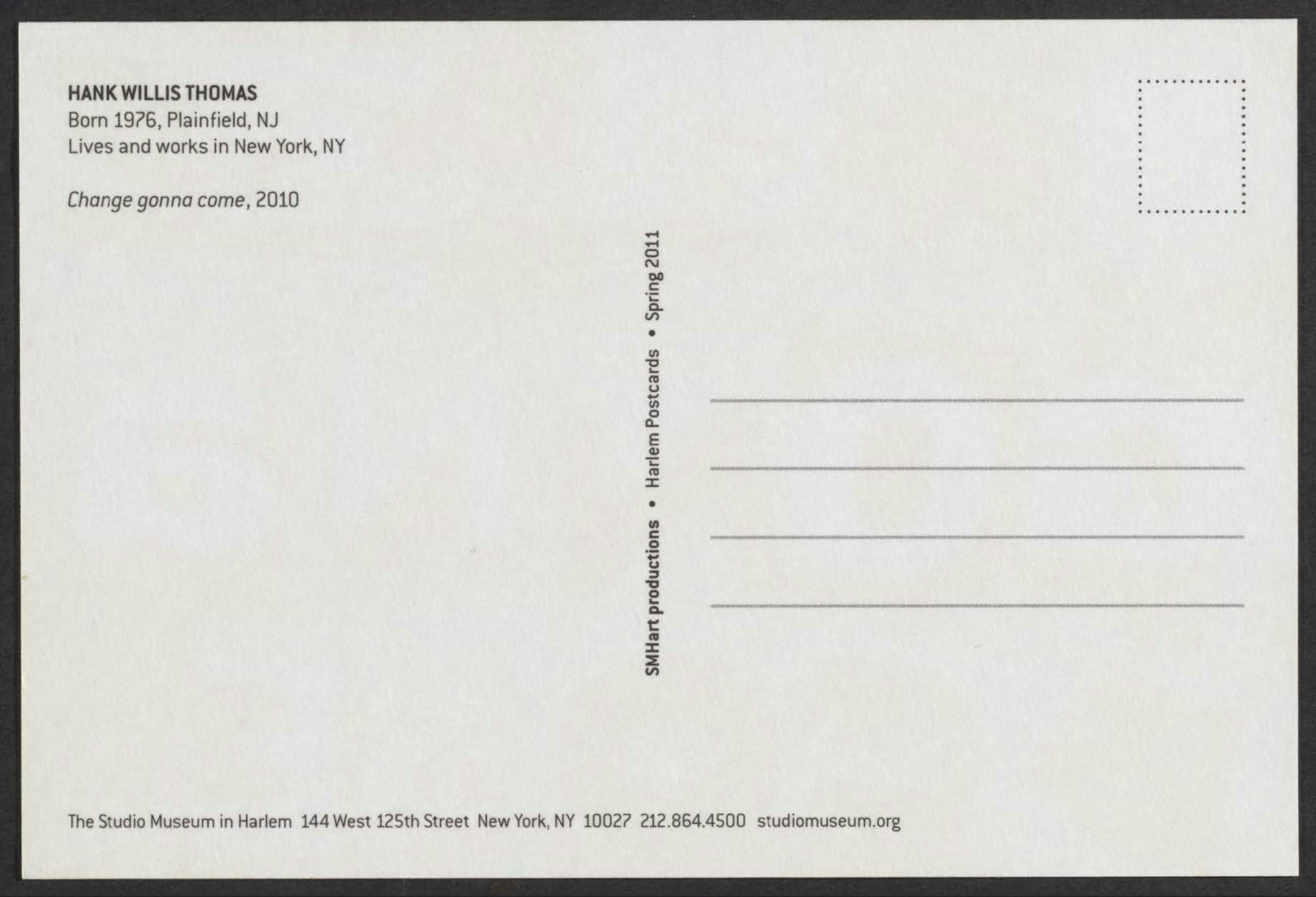 <p>Hank Willis Thomas Born 1976, Plainfield, NJ Lives and works in New York, NY <em>Change gonna come</em>, 2010</p>