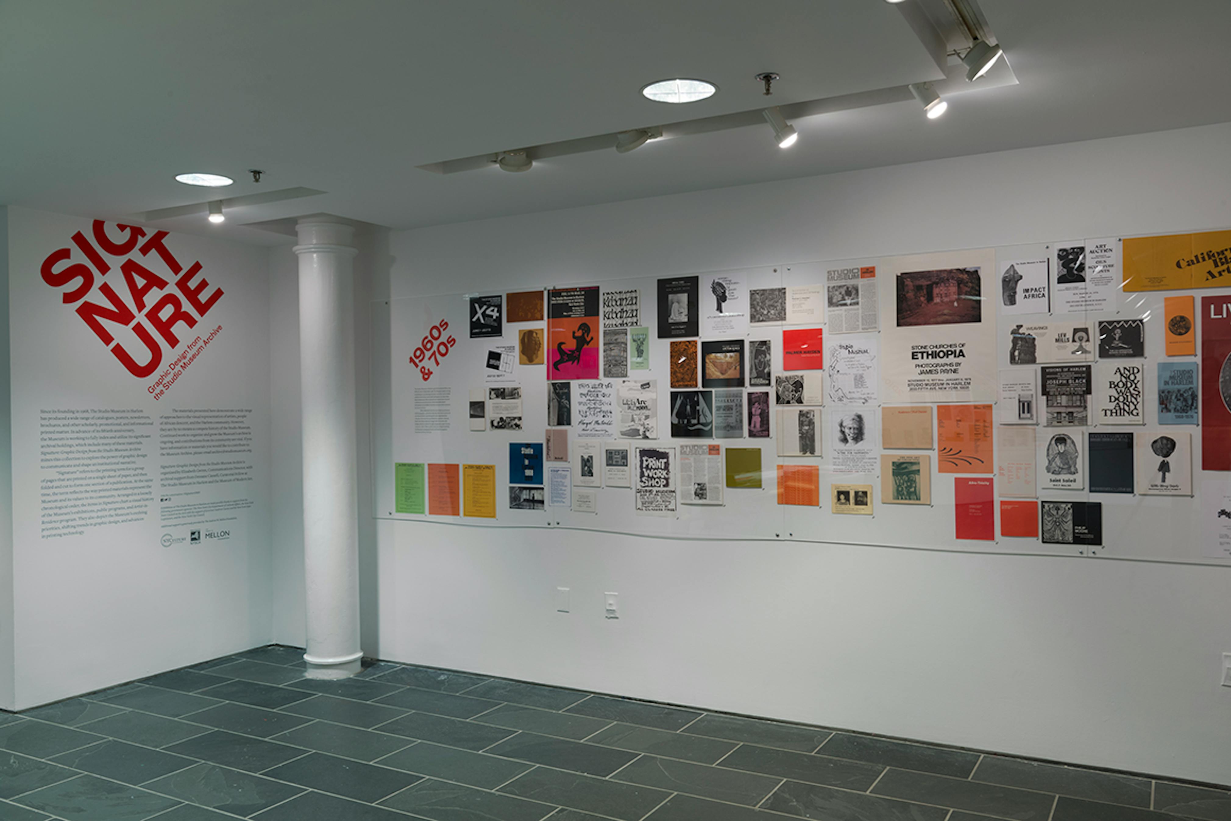 Signature: Graphic Design from the Studio Museum Archive (Installation View) at The Studio Museum in Harlem, 2017. Photo: Adam Reich.