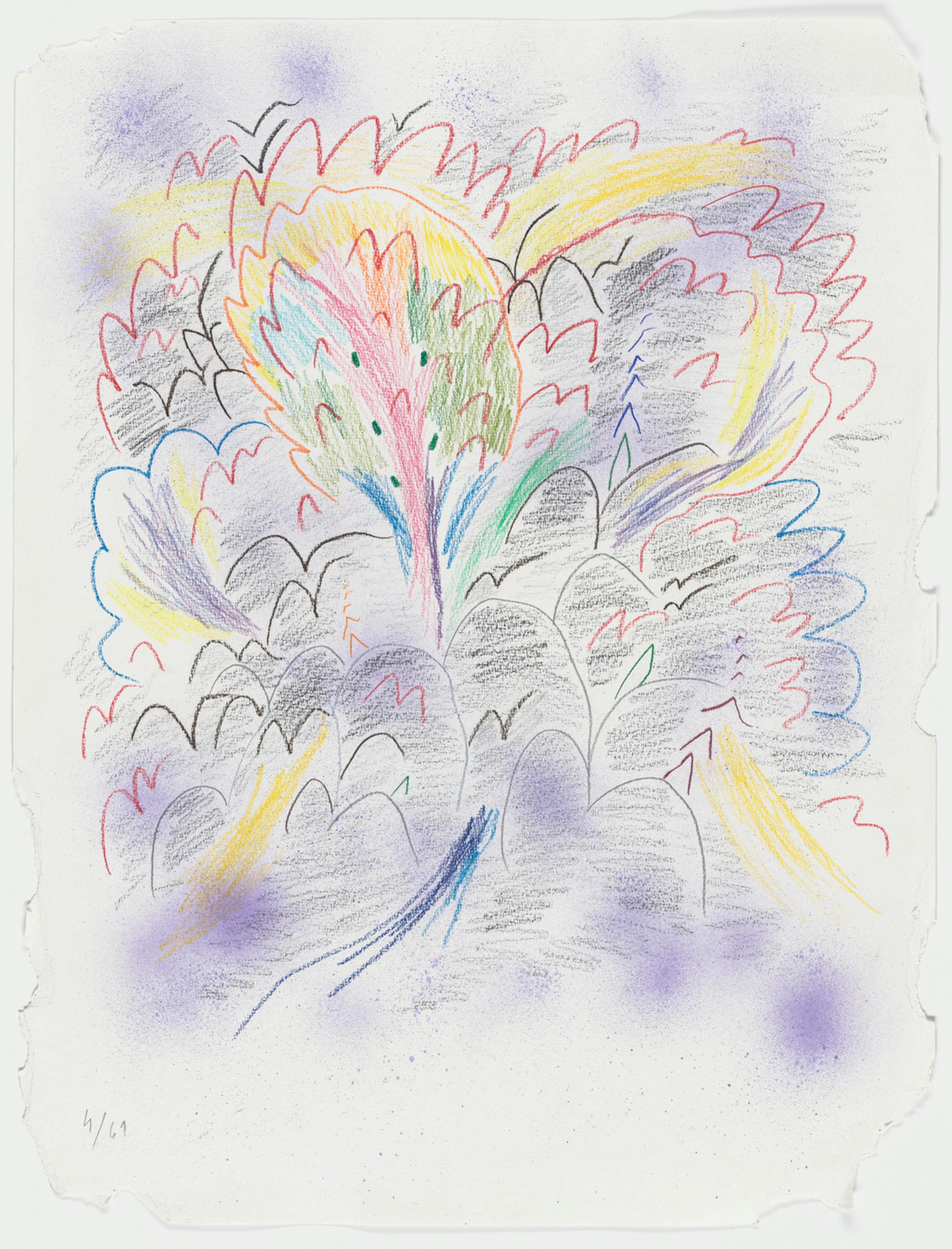 <p>Tadáskía. <em>a</em><em>ve preta mística mystical black bird</em>. 2022. One from a series of sixty-one sheets with pencil, colored pencil, pastel, and spray paint on torn paper. Each approx.: 25 11/16 x 19 11/16” (65.2 x 50 cm). The Museum of Modern Art, New York. Fund for the Twenty-First Century, 2024. © 2024 Tadáskía, courtesy The Museum of Modern Art, Department of Imaging Services, photo Martin Parsekian</p>