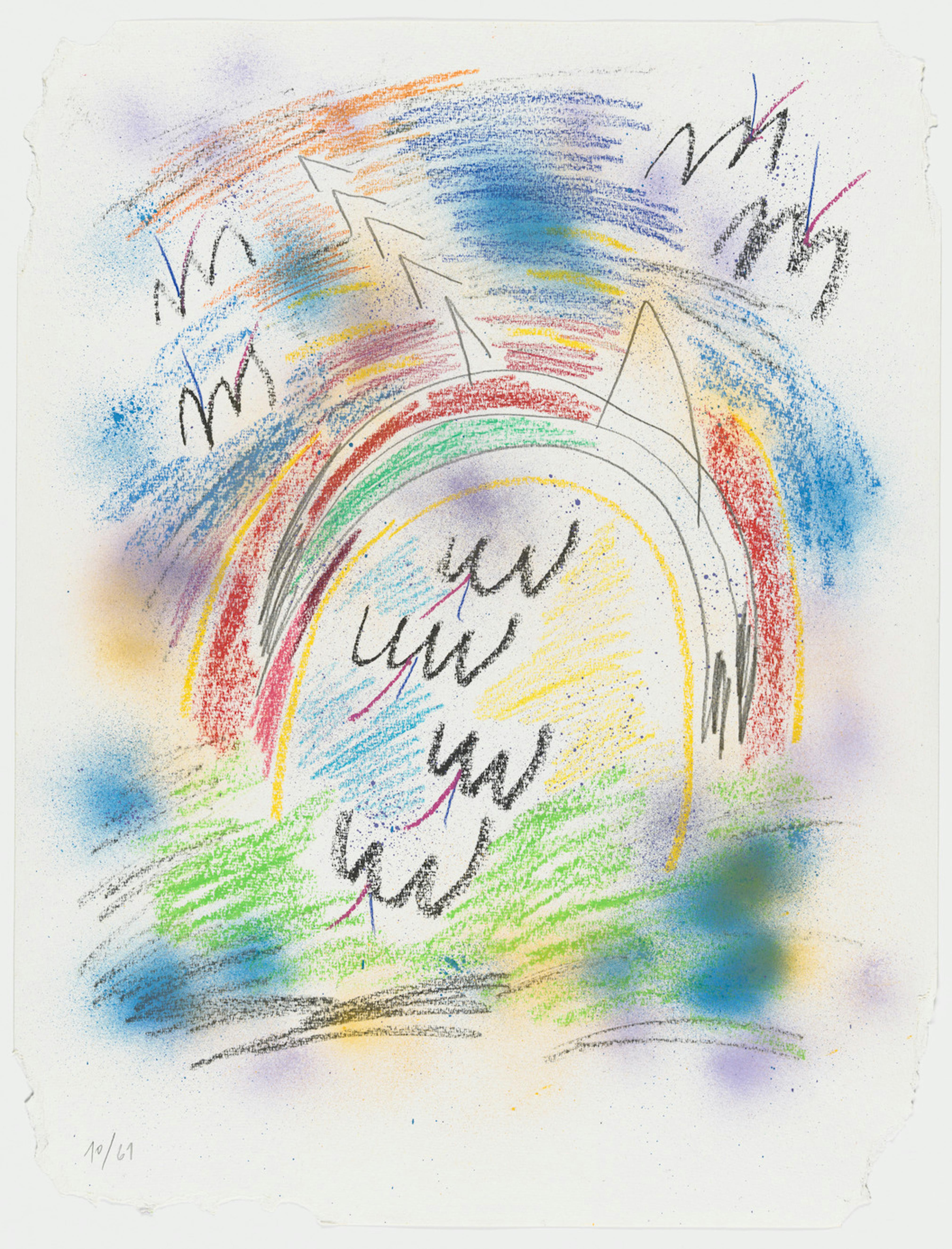 <p>Tadáskía. <em>ave preta mística mystical black bird</em>. 2022. One from a series of sixty-one sheets with pencil, colored pencil, pastel, and spray paint on torn paper. Each approx.: 25 11/16 x 19 11/16” (65.2 x 50 cm). The Museum of Modern Art, New York. Fund for the Twenty-First Century, 2024. © 2024 Tadáskía, courtesy The Museum of Modern Art, Department of Imaging Services, photo Martin Parsekian</p>