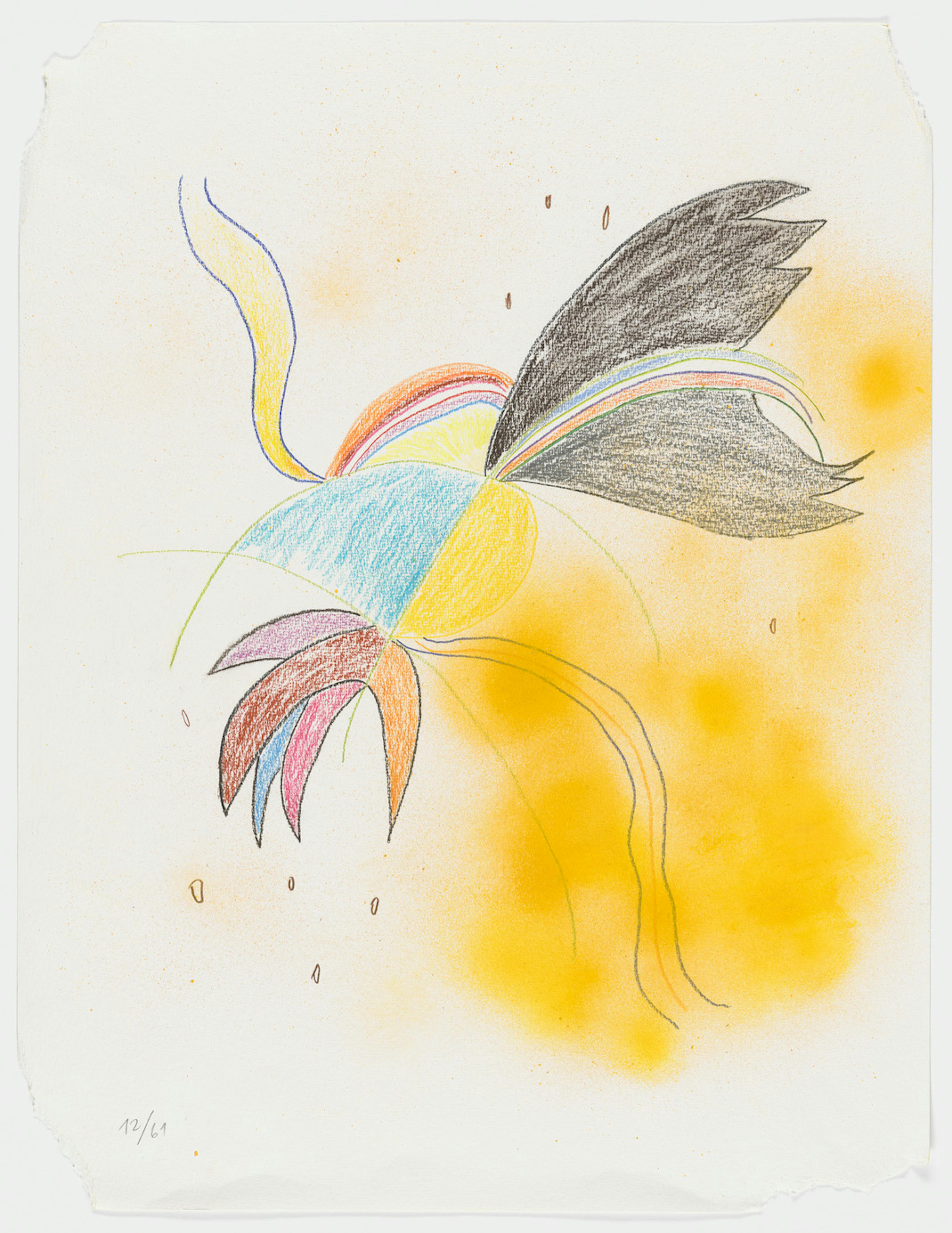 <p>Tadáskía. <em>ave preta mística mystical black bird</em>. 2022. One from a series of sixty-one sheets with pencil, colored pencil, pastel, and spray paint on torn paper. Each approx.: 25 11/16 x 19 11/16” (65.2 x 50 cm). The Museum of Modern Art, New York. Fund for the Twenty-First Century, 2024. © 2024 Tadáskía, courtesy The Museum of Modern Art, Department of Imaging Services, photo Martin Parsekian</p>