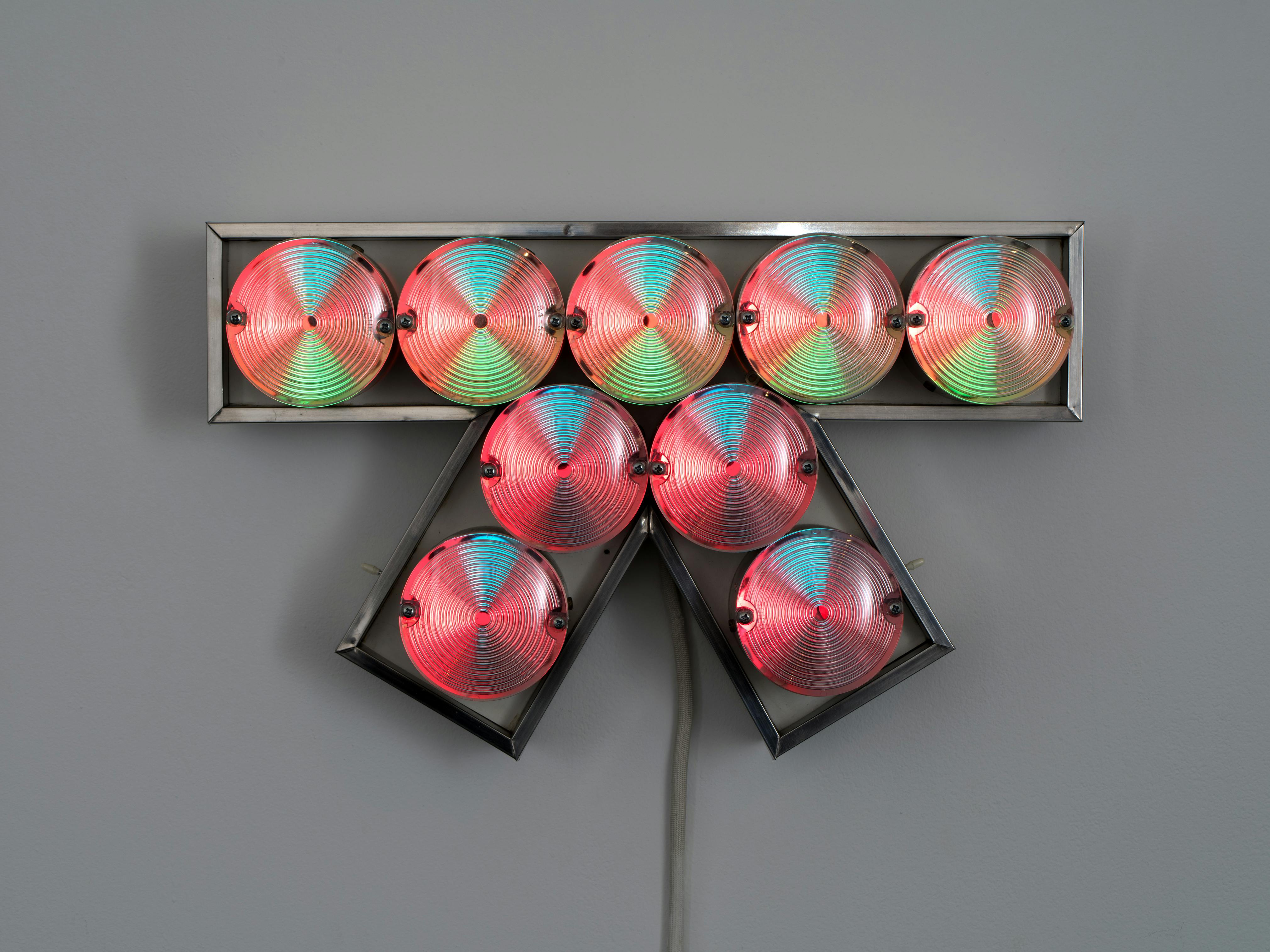 <p>Tom Lloyd, <em>Narokan</em>, 1965. Aluminum, light bulbs, and plastic laminate, 11 1/2 × 18 1/2 × 5 in. Studio Museum in Harlem; gift of Mr. and Mrs. Darwin K. Davidson  1988.3. Photo: John Berens</p>
