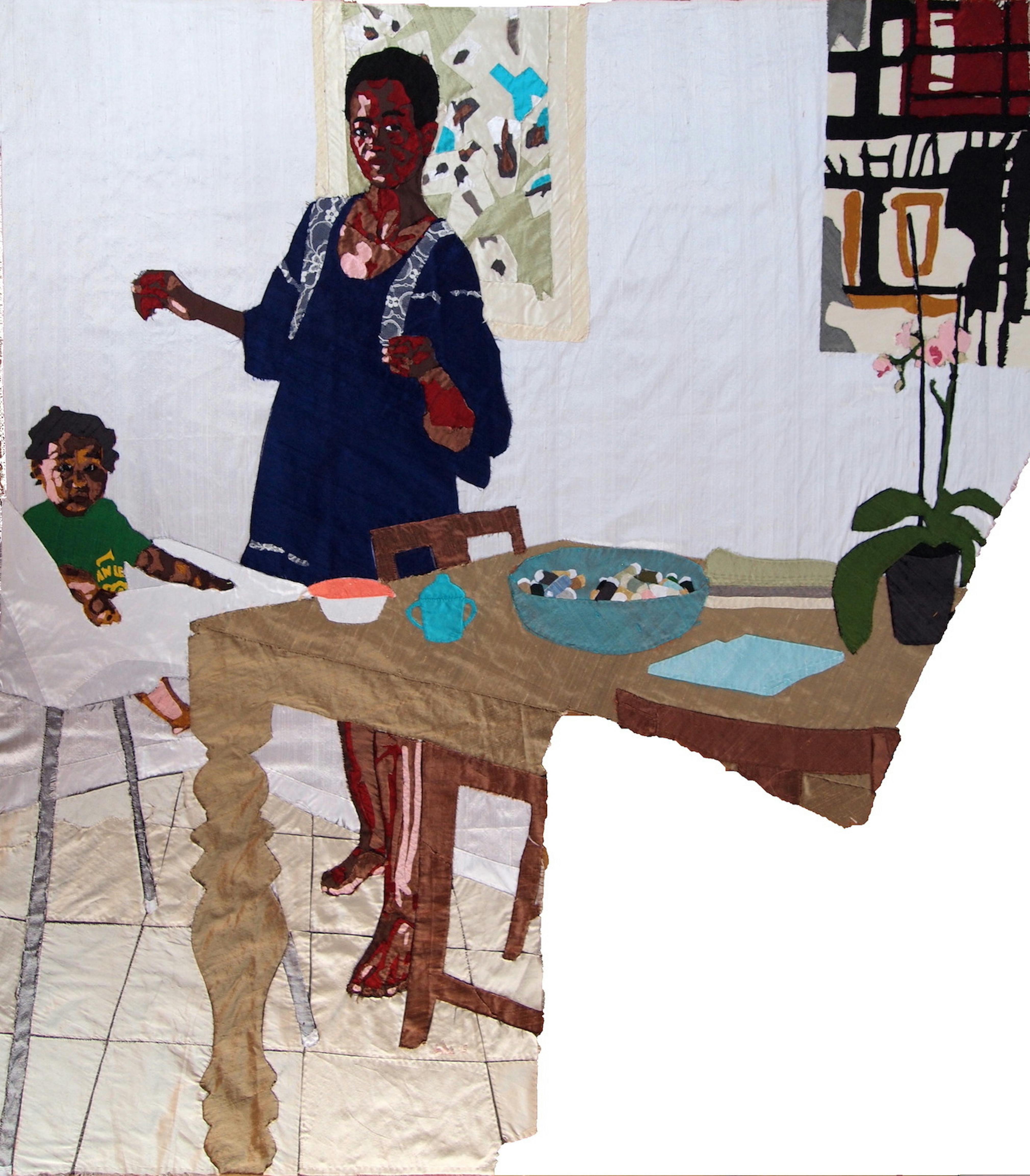 Billie Zangewa
Mother and Child, 2015
Silk tapestry
Approximately 51 × 54 in.
Courtesy Afronova, Johannesburg, South Africa
Photo: Courtesy the artist
