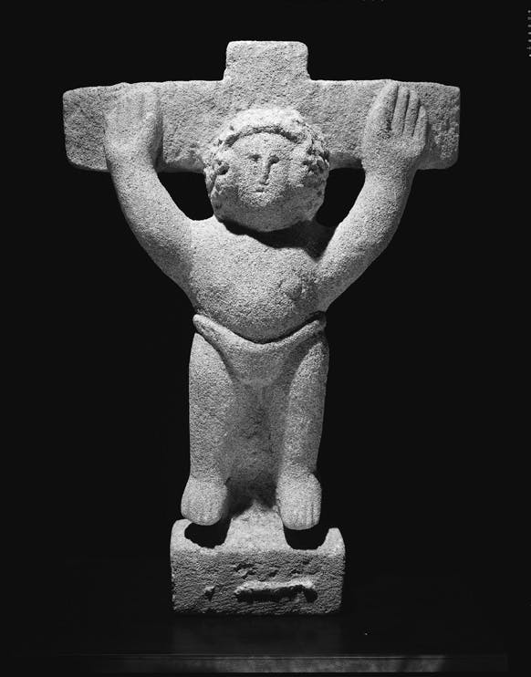 William Edmondson
Crucifix, ca. 1940
Limestone, 21 x 14 1/2 x 4 1/2 in.
Collection of Robert A. Roth
