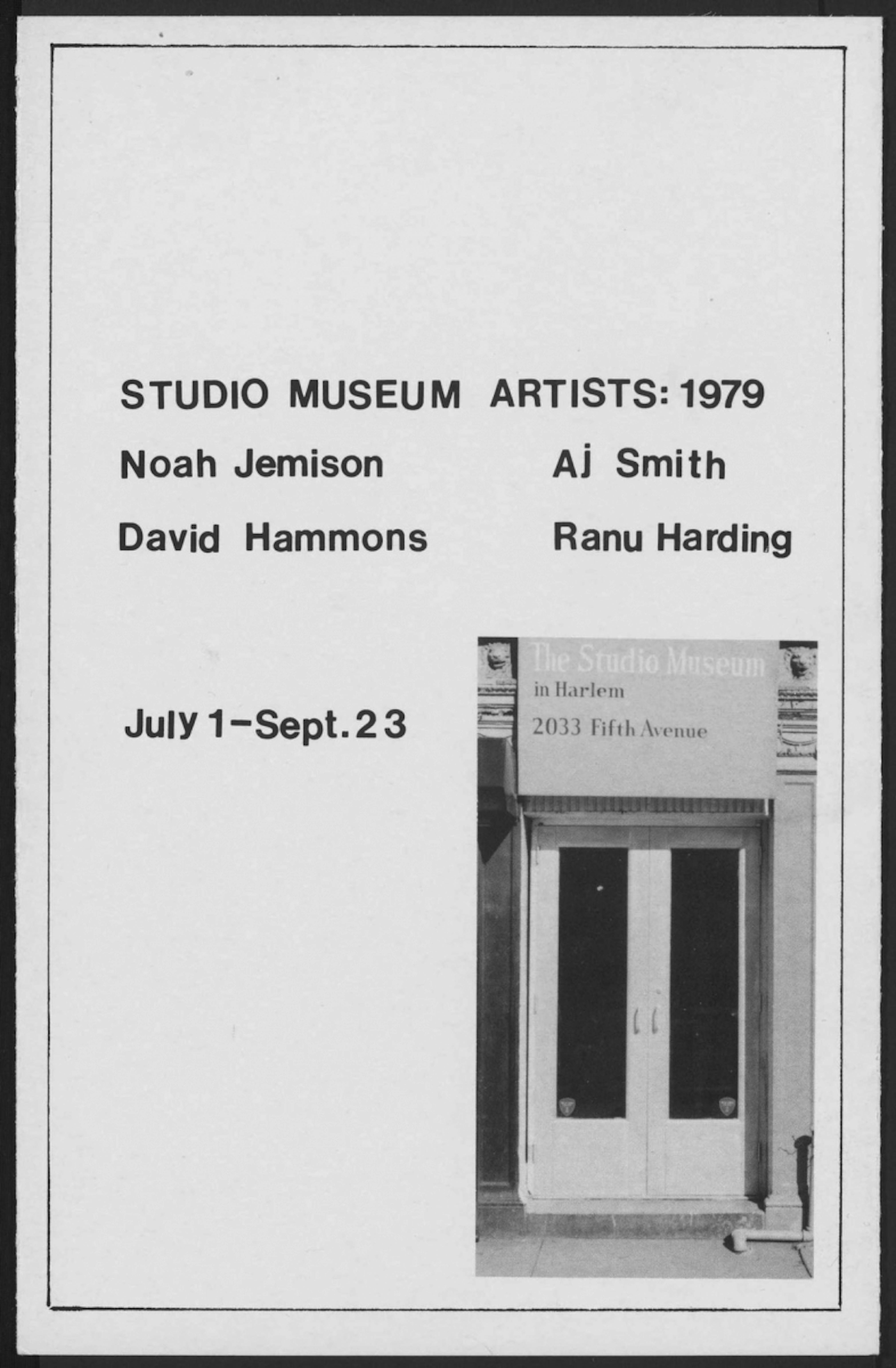 Detail from the brochure for Studio Museum Artists: 1979, 1979