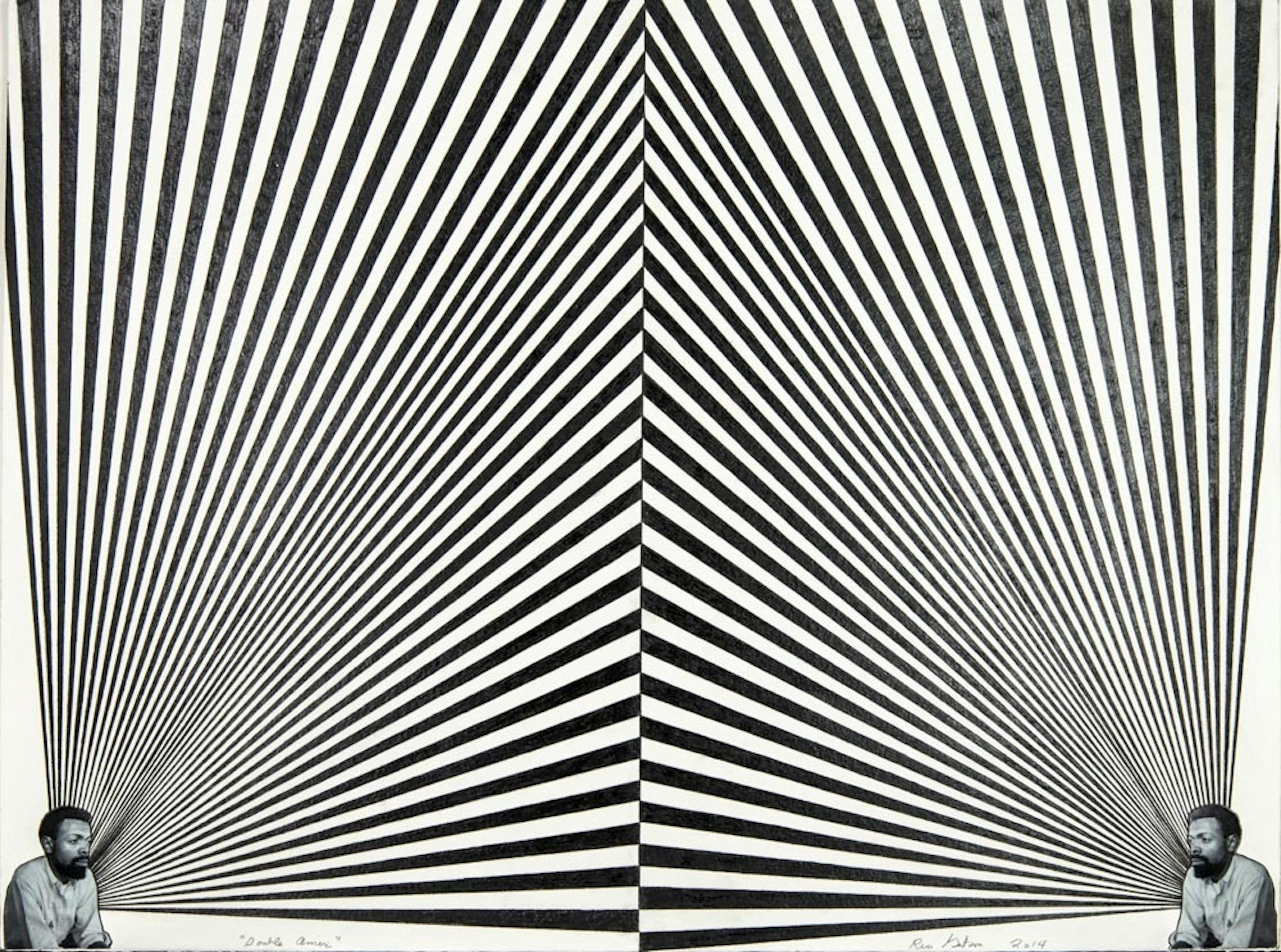 Rico Gatson 
Double Amiri, 2014
Colored pencil, marker, photocollage on paper, 22 × 30 in.
Courtesy Ronald Feldman Fine Arts, New York