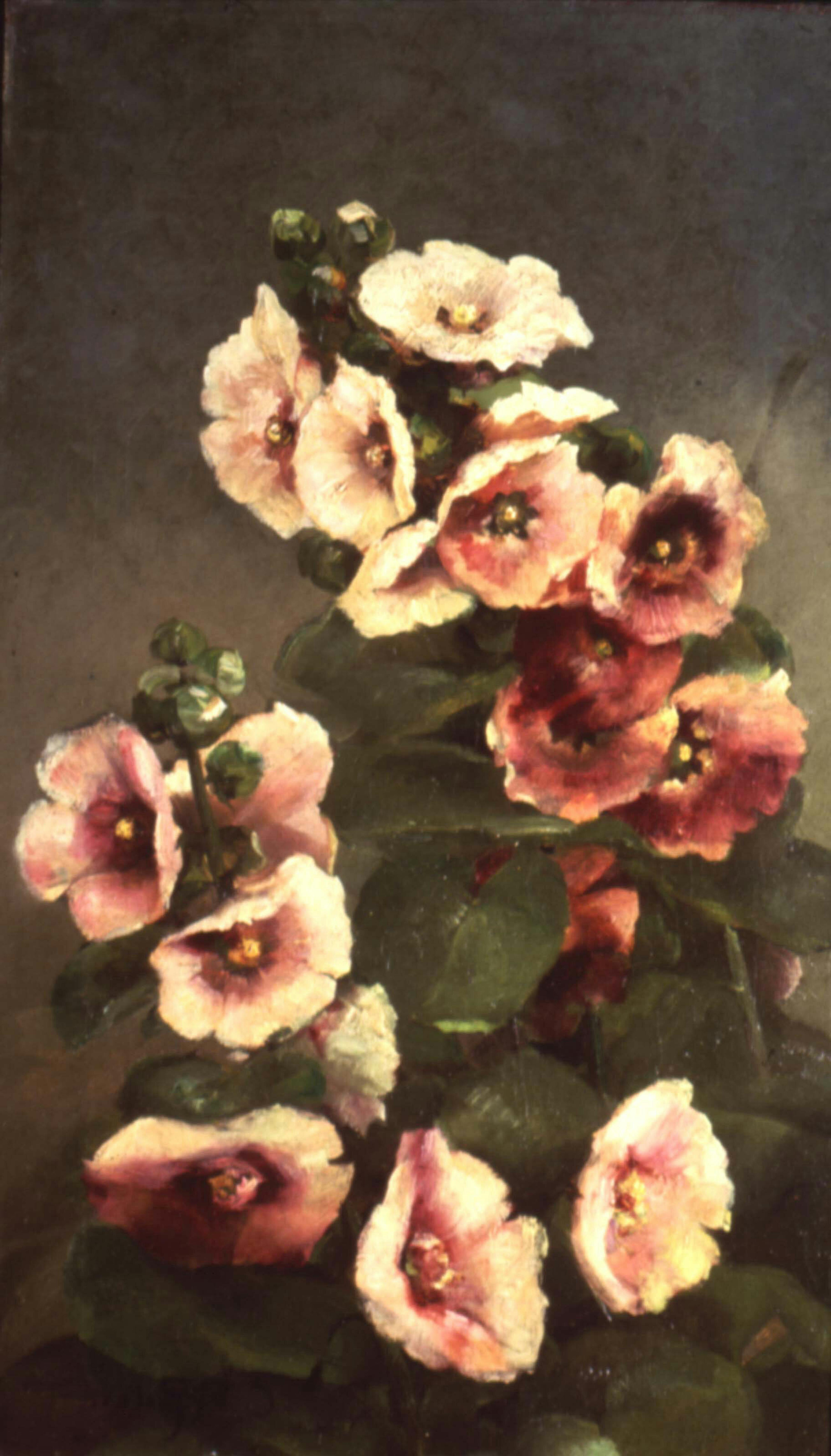 Charles Ethan Porter
Pink Hollyhocks, c. 1885
Oil on canvas, 20 ¼ x 12 ⅛ in.
Dr. and Mrs. Frederick Baekeland
 