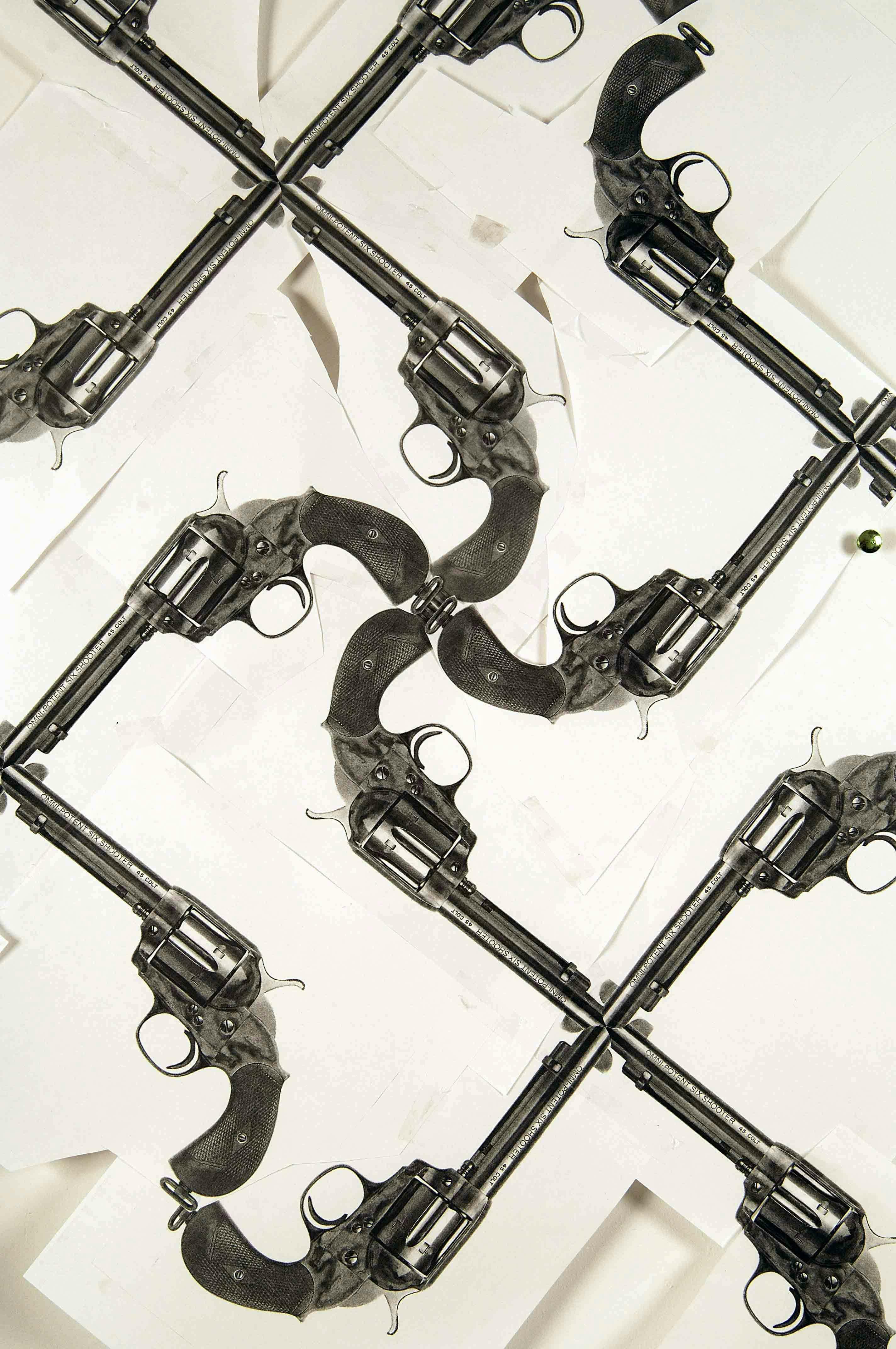 Marc Andre Robinson
	Omnipotent Six, 2005
	Silkscreen on satin and paper, Dimensions variable
	Photo: Adam Reich