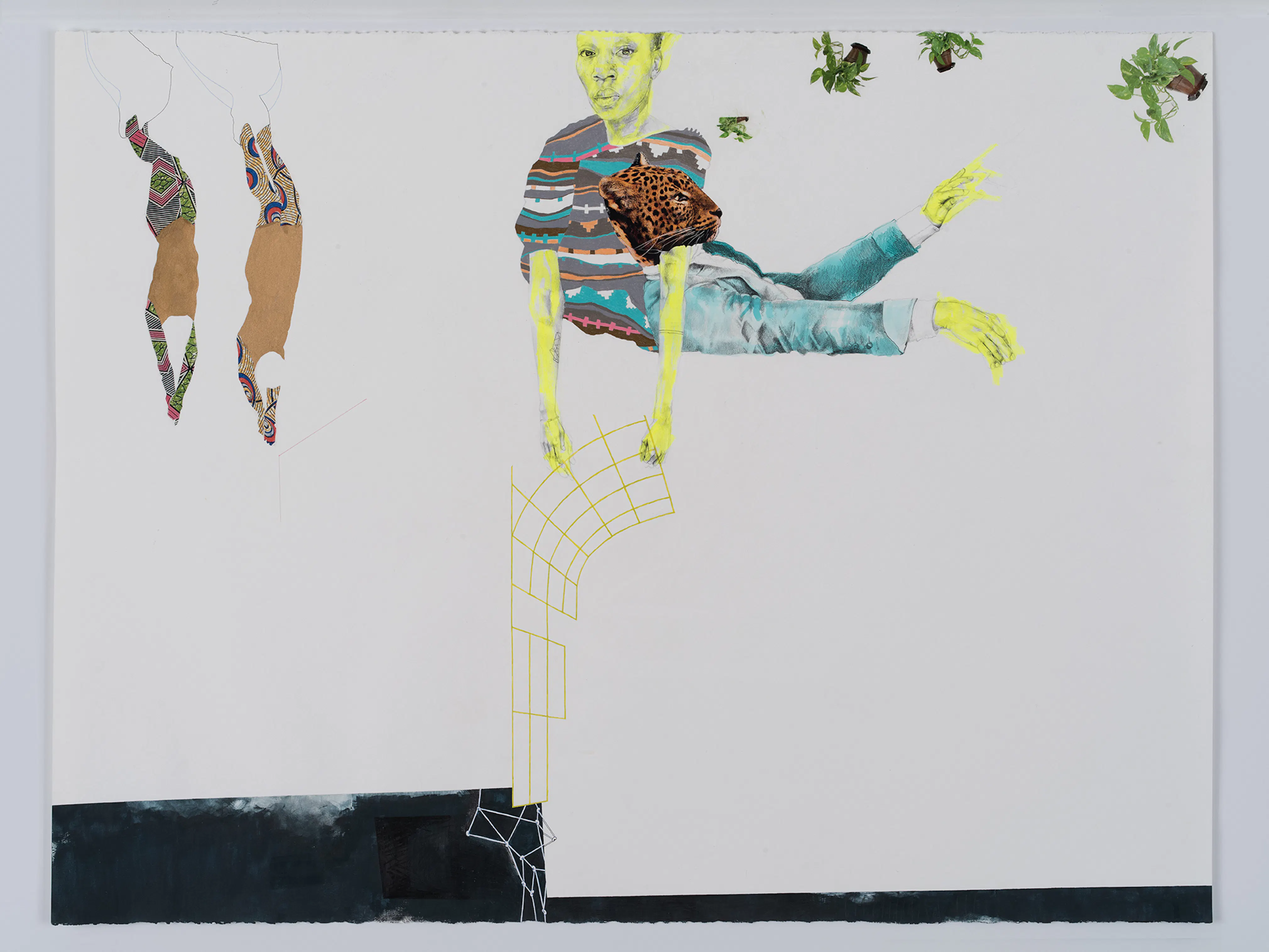 <p>ruby onyinyechi amanze, <em>The Divers</em>, 2016. Graphite, ink, photo transfers, fluorescent acrylic, and colored pencils on paper, 38 × 50 in. The Studio Museum in Harlem; Museum purchase with funds provided by Nancy Lane  2016.29. Photo: John Berens</p>