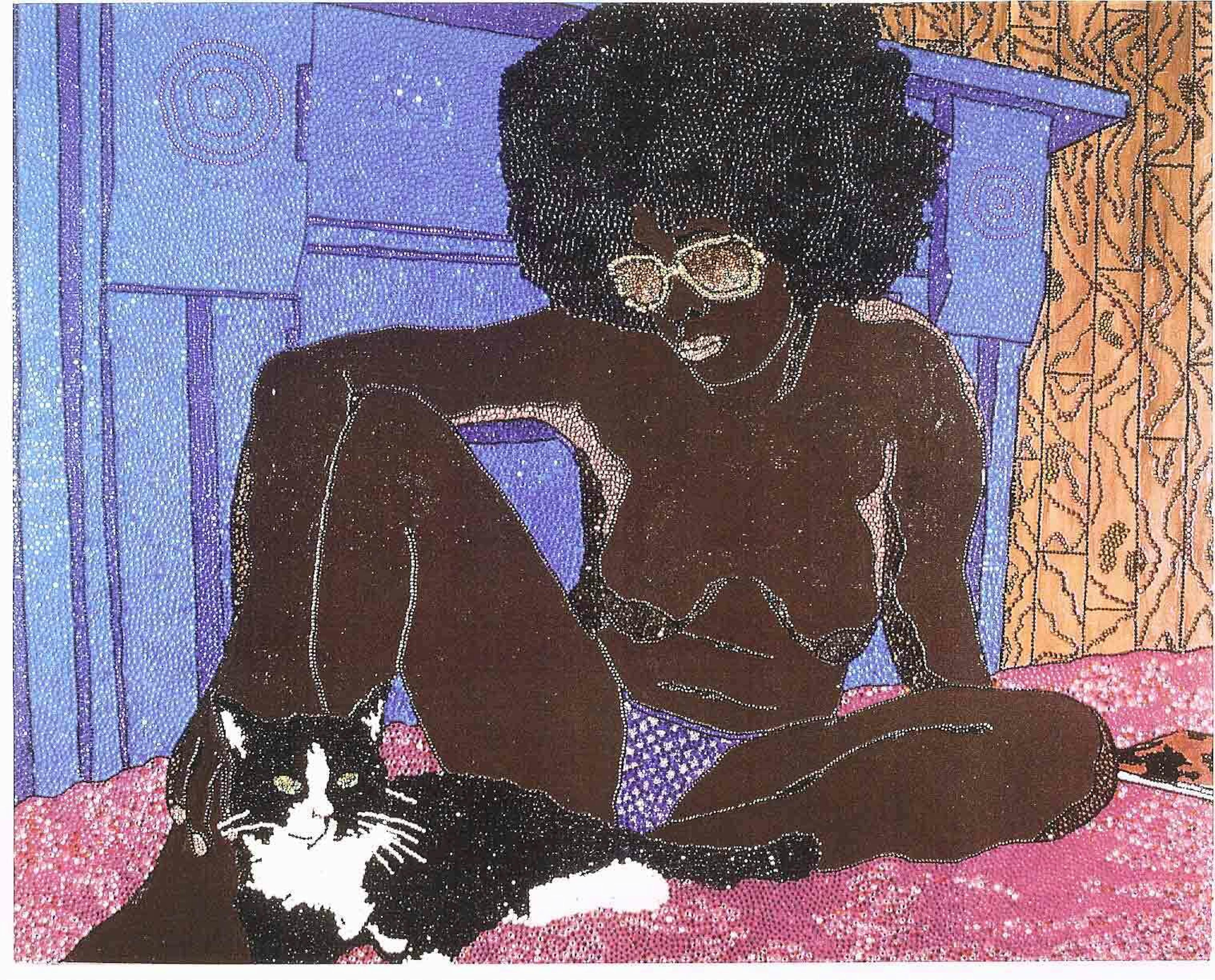 Mickalene Thomas
Rumor Has It, 2003
Rhinestones, acrylic and enamel on wood, 48 x 60 in.
Collection of Peggy Cooper, Washington D.C.