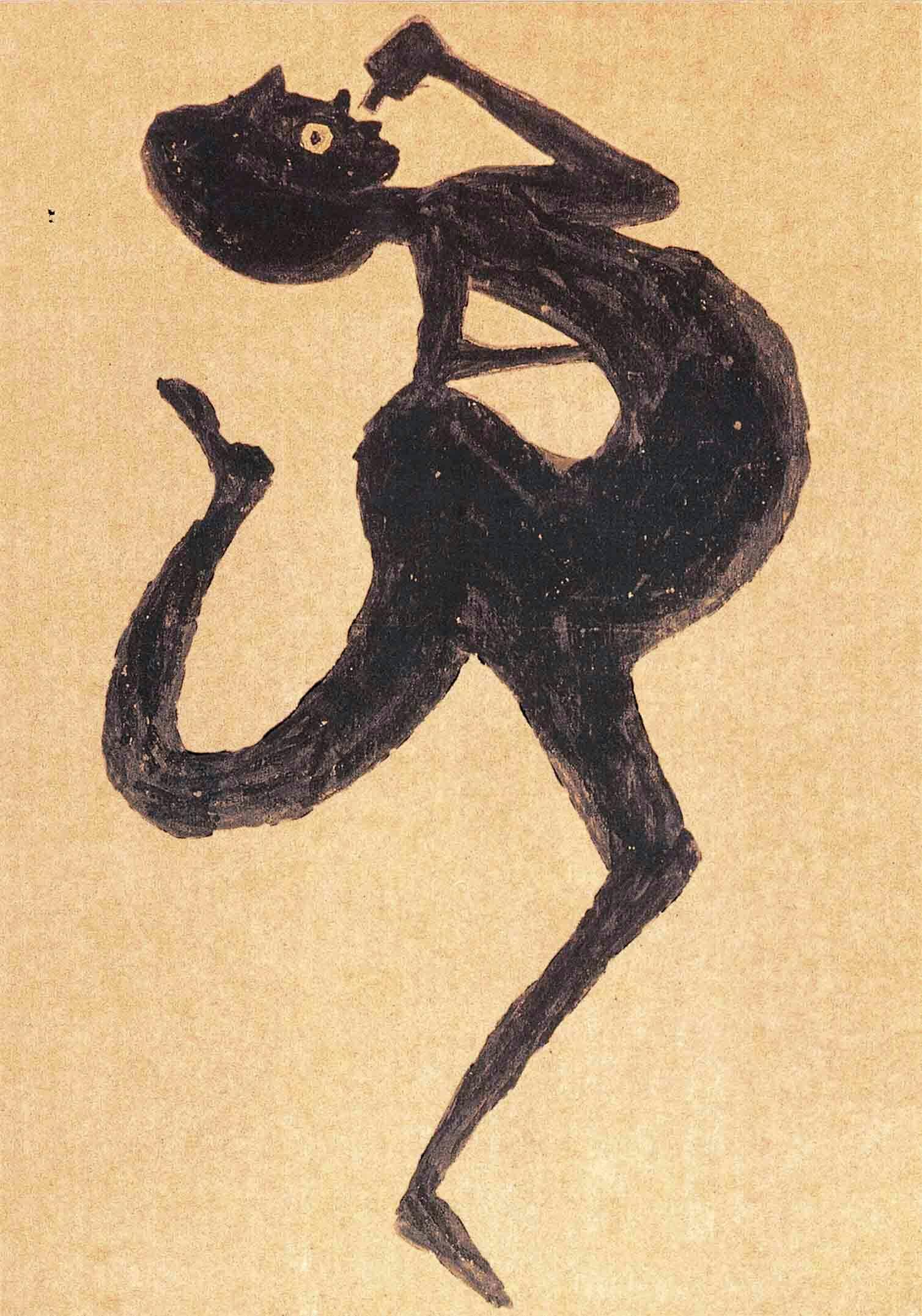 Bill Traylor
Female Drinker, 1939-1942
Gouache and pencil on cardboard, 22 7/8 x 16 7/8 in.
Courtesy of The Metropolitan Museum of Art, promised gift of Charles E. and Eugenia C. Shannon
